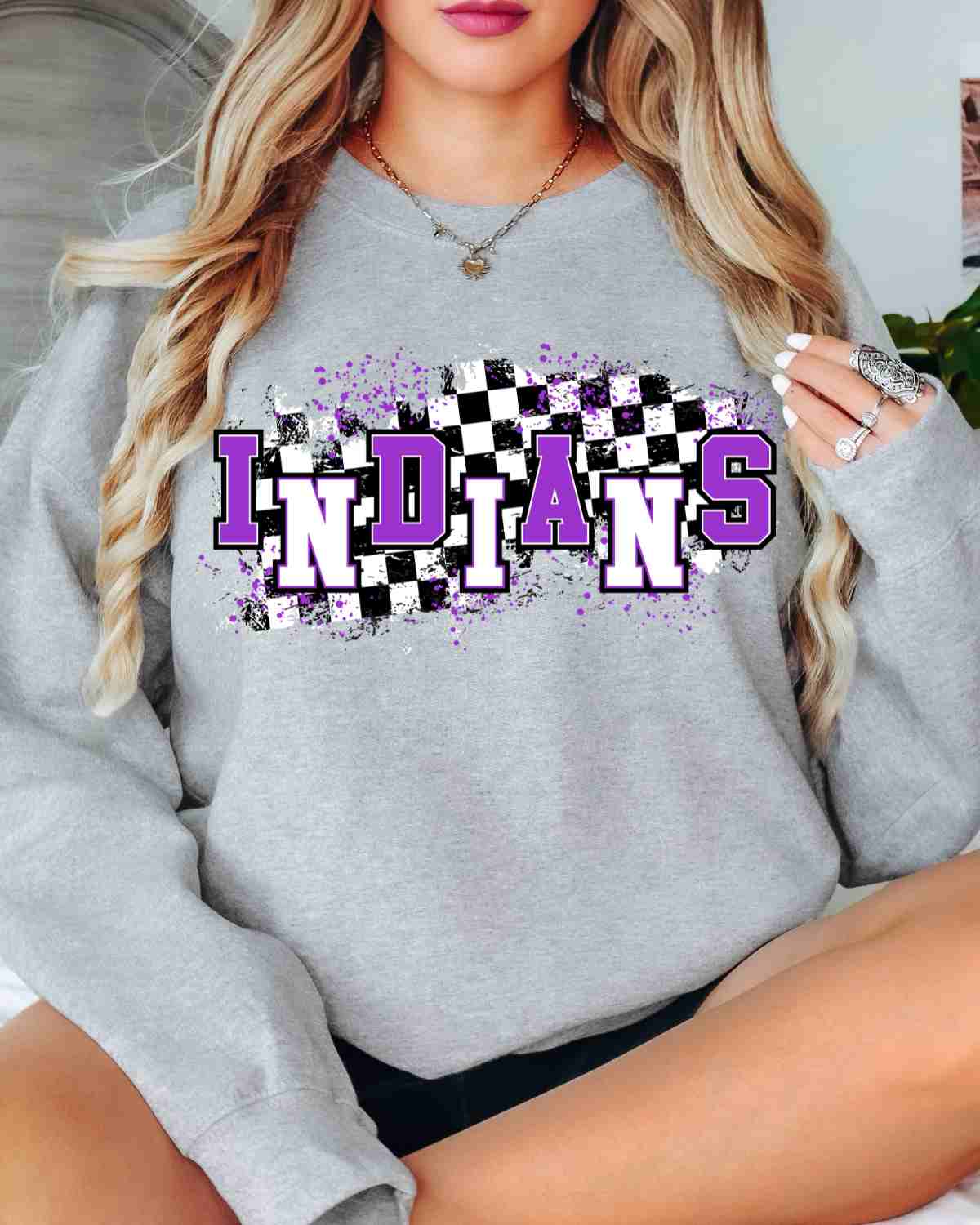 Indians Checkered Swash DTF Transfer