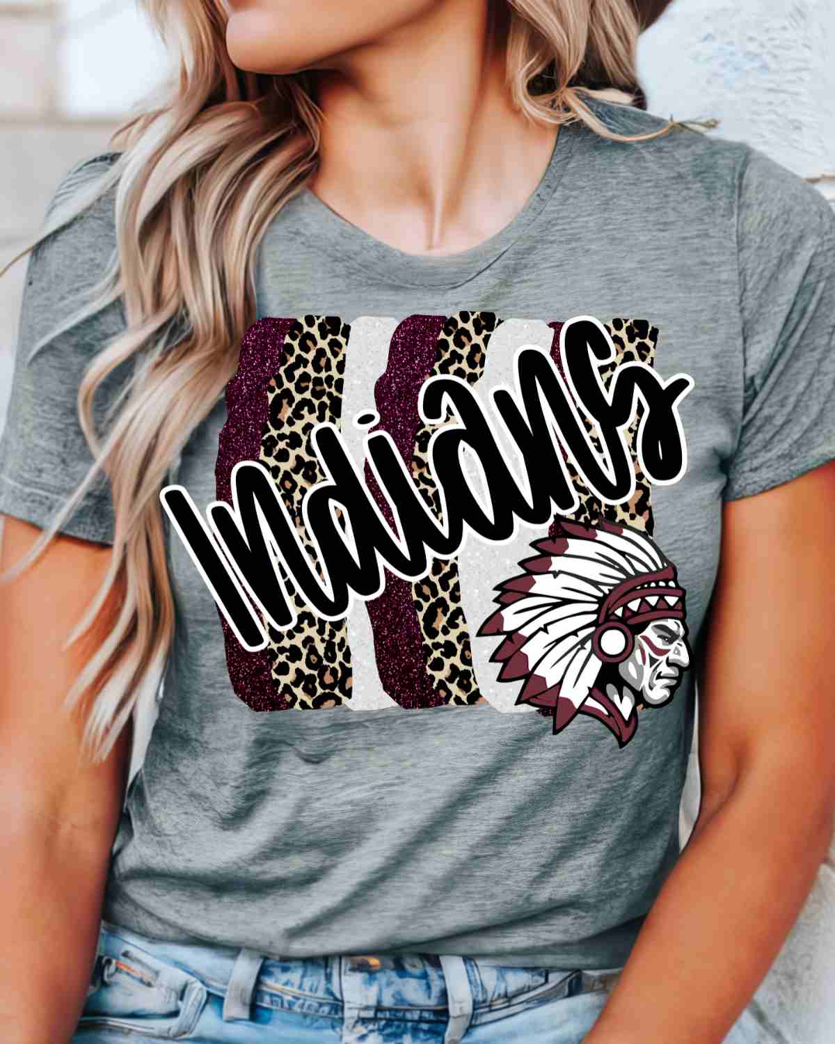 Indians Swash Mascot DTF Transfer - Rustic Grace Heat Transfer Company