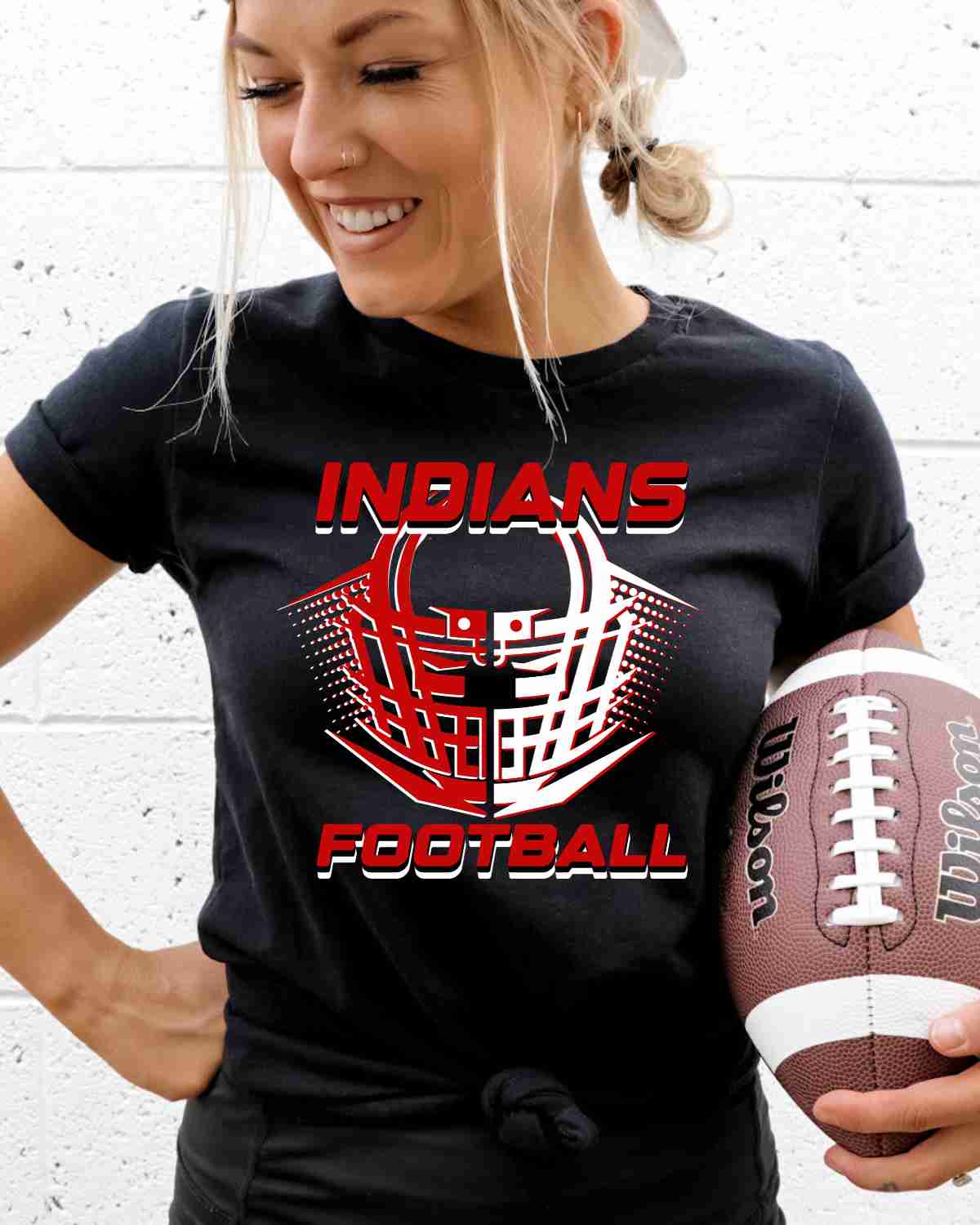 Indians Football Helmet Halftone DTF Transfer