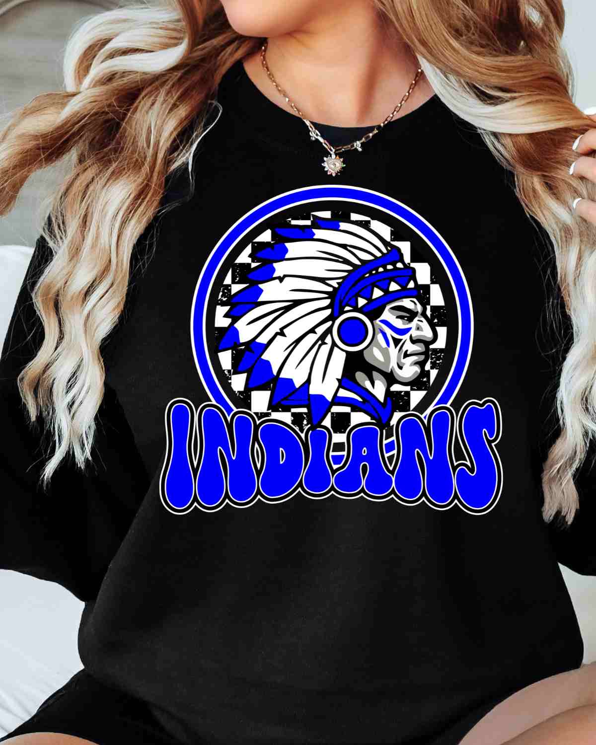 Indians Checkered Circle Retro DTF Transfer