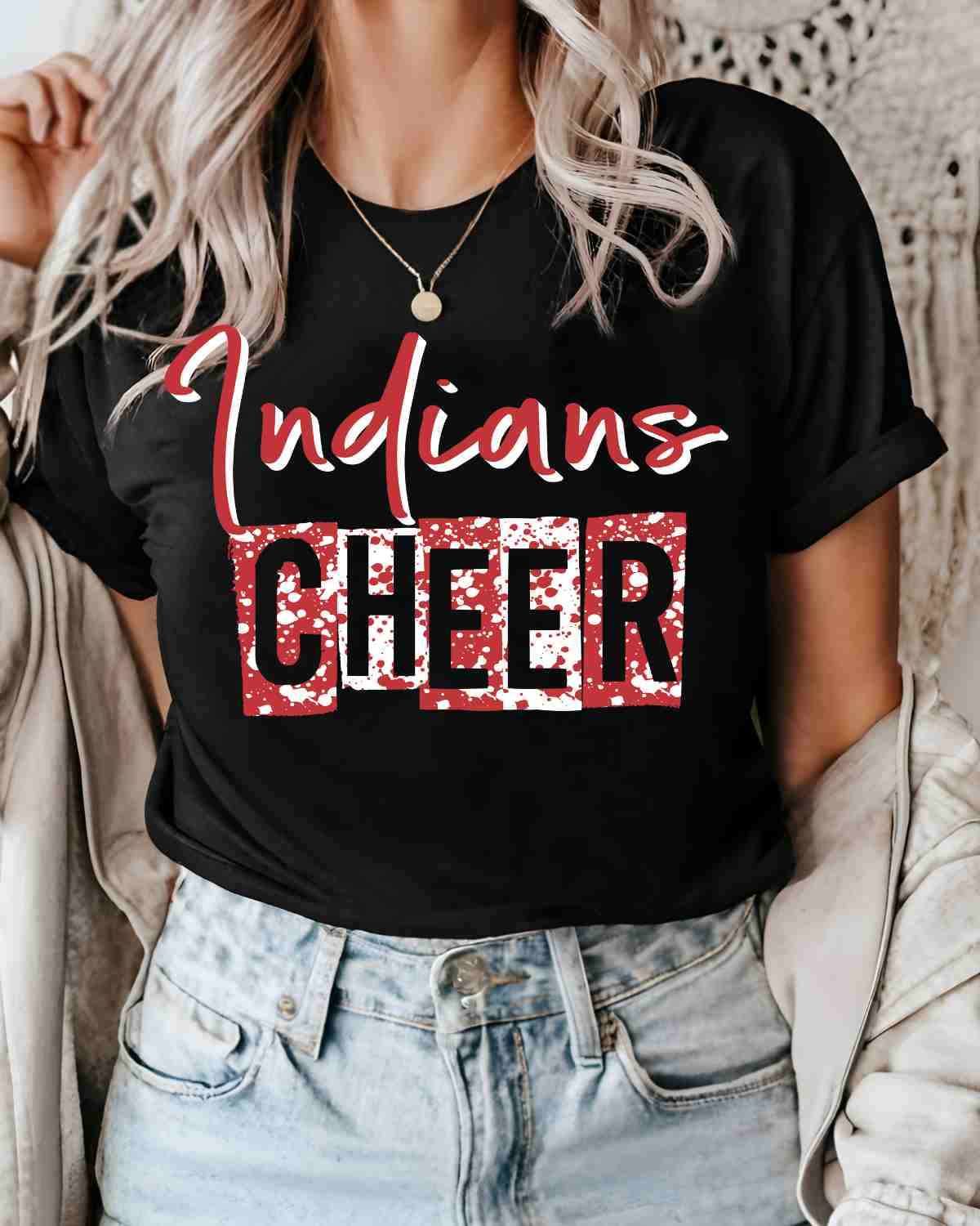 Indians Cheer Grunge DTF Transfer