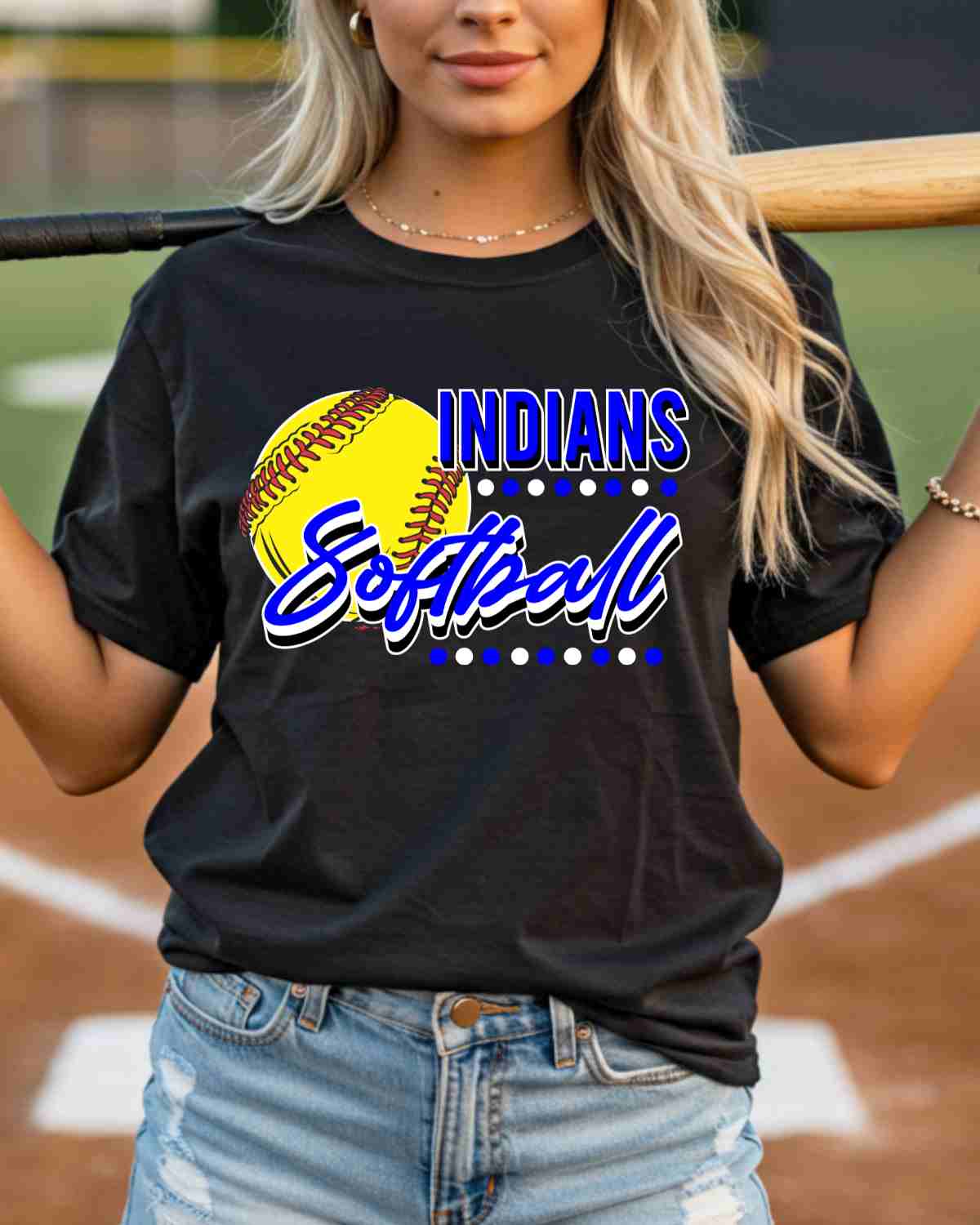 Indians Softball Dots DTF Transfer