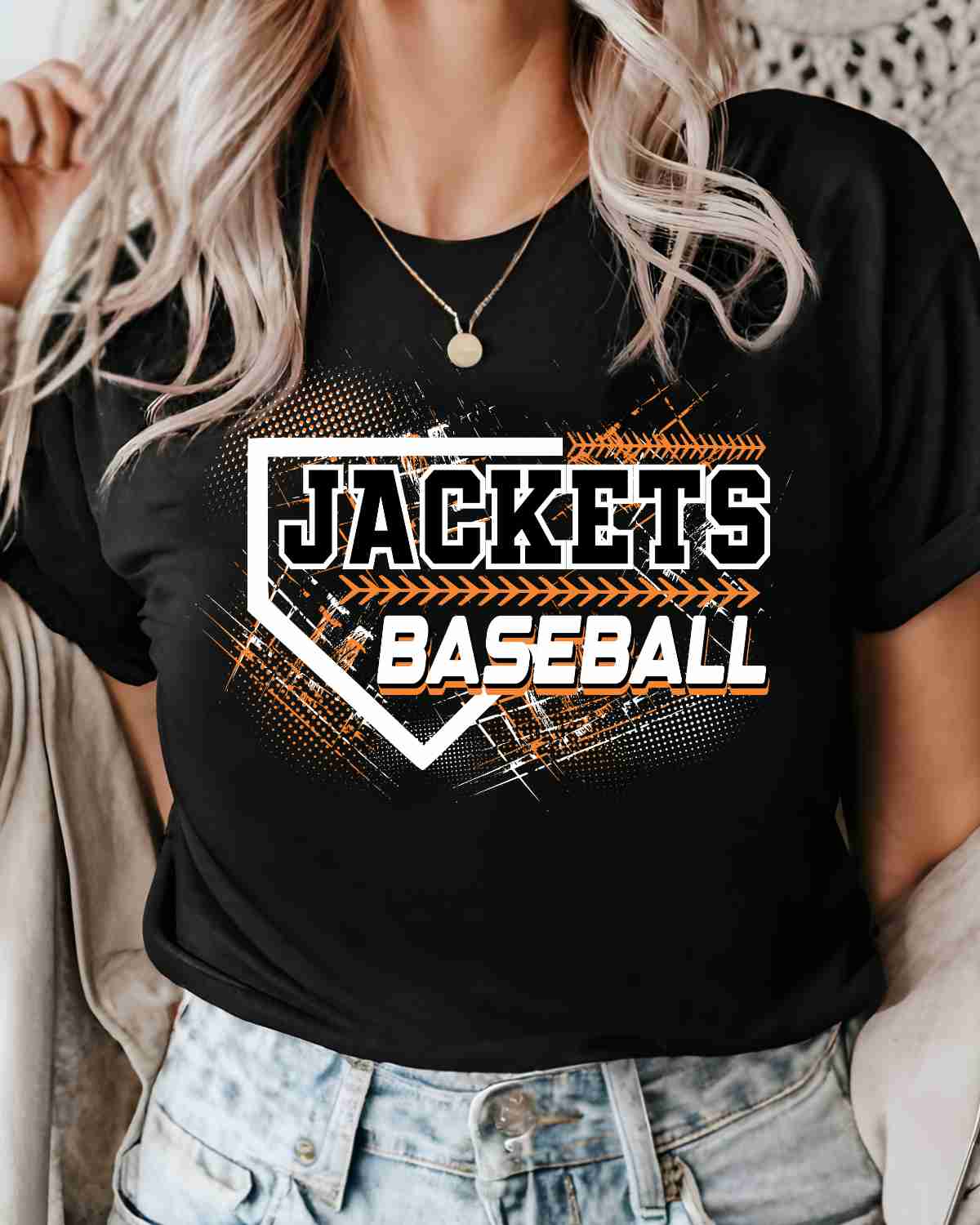 Jackets Baseball Home Plate Grunge DTF Transfer