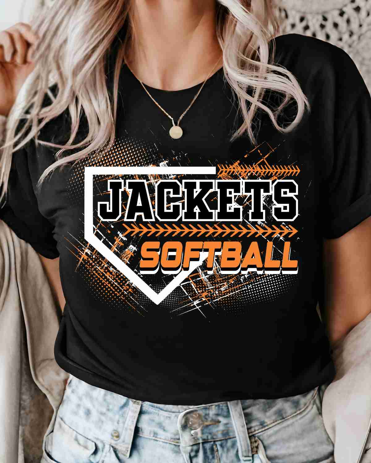 Jackets Softball Home Plate Grunge DTF Transfer