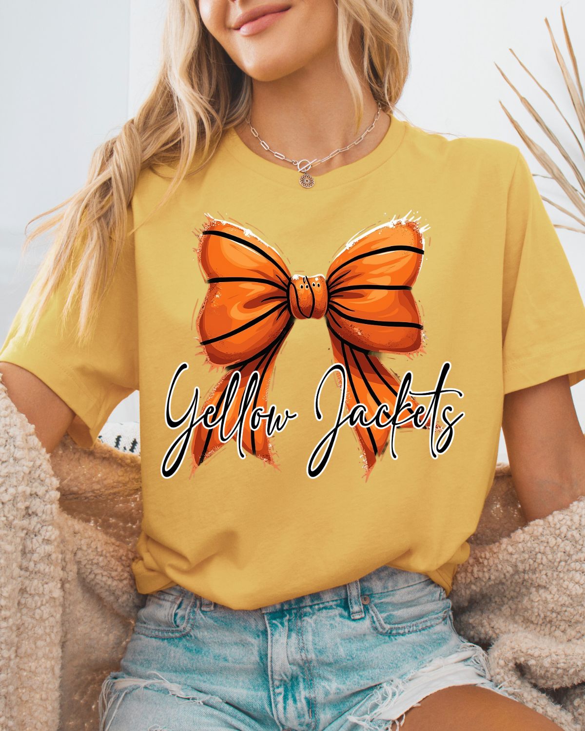 Yellow Jackets Basketball Coquette Bow DTF Transfer