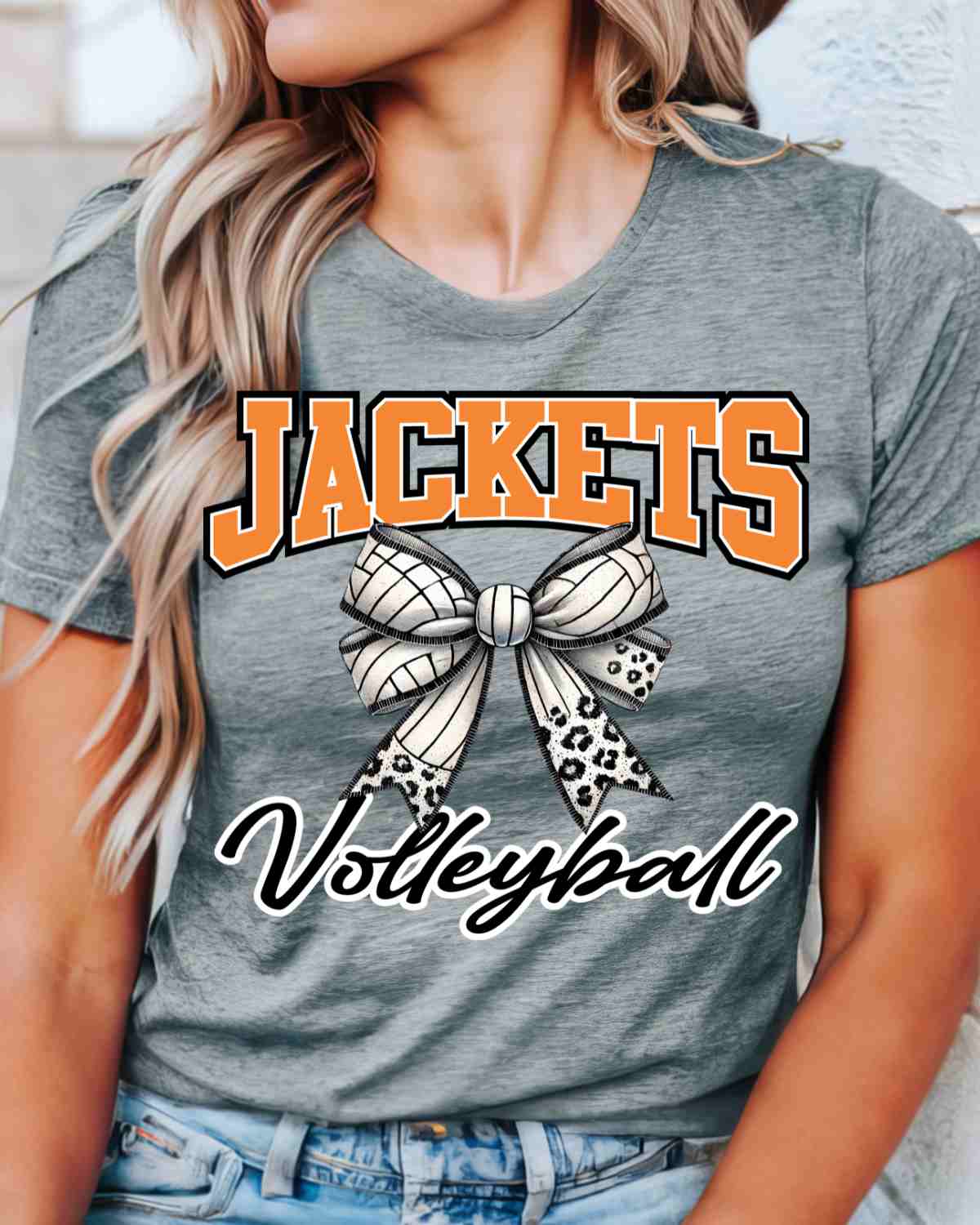 Jackets Volleyball Bow Middle DTF Transfer