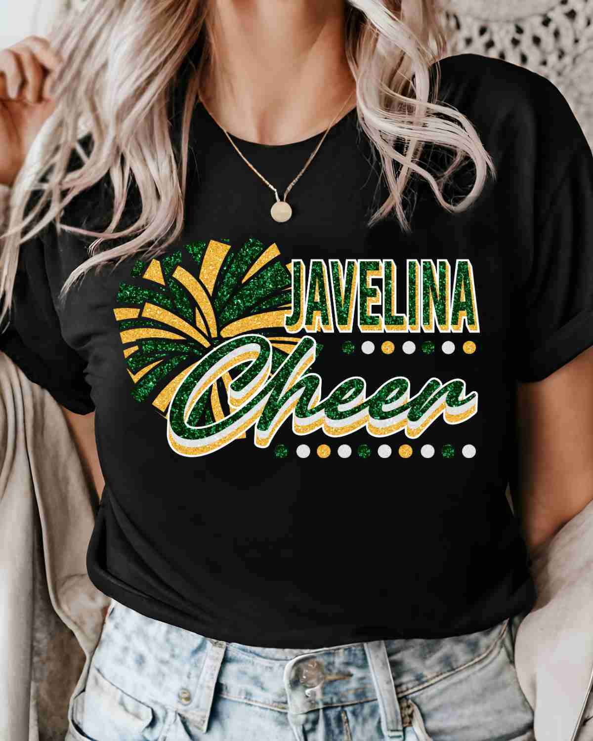 Javelina Cheer Pom with Dots DTF Transfer