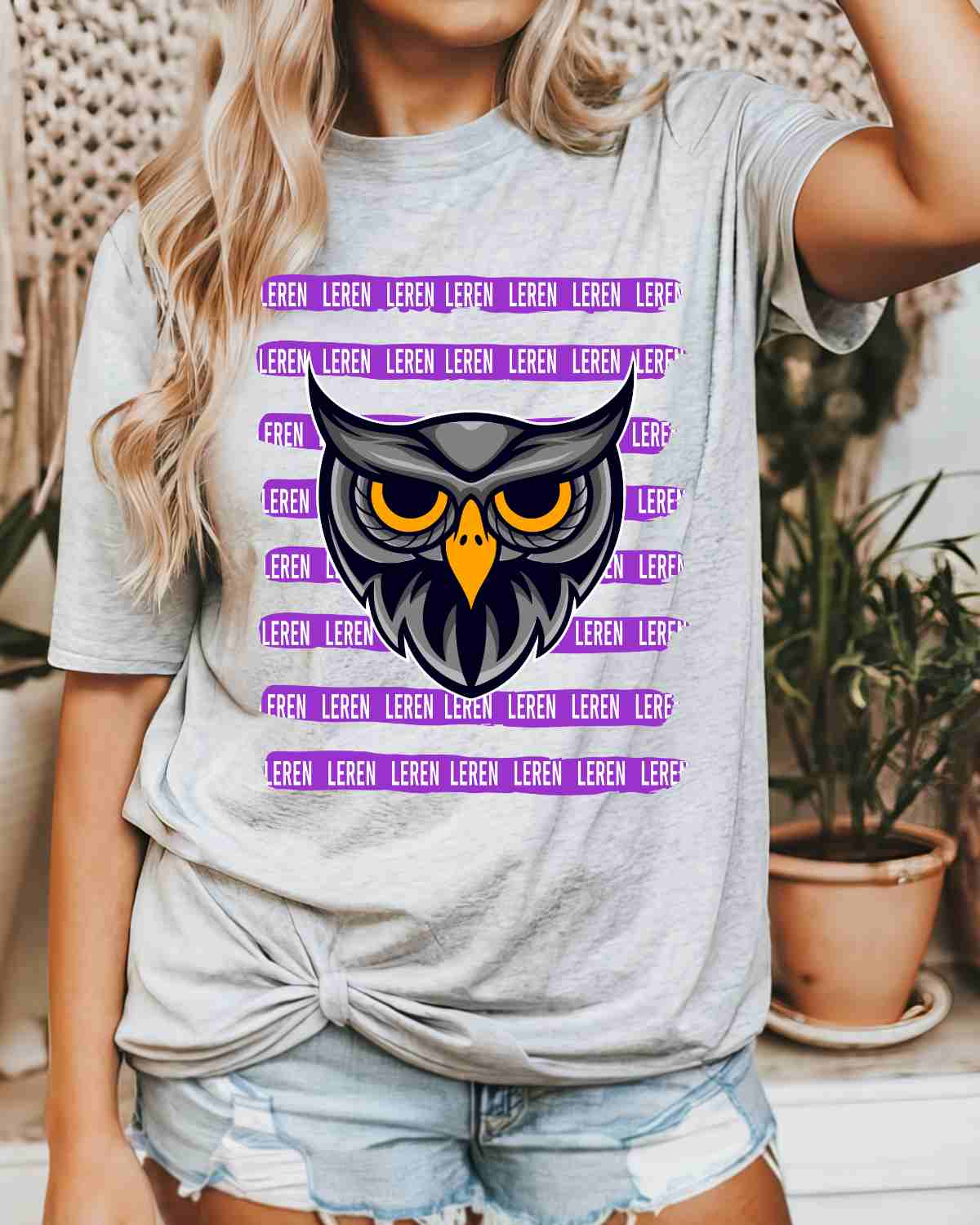 Leren Owls Stripes DTF Transfer
