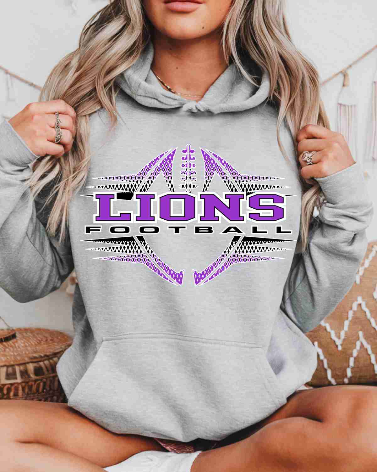 Lions Football Halftone DTF Transfer