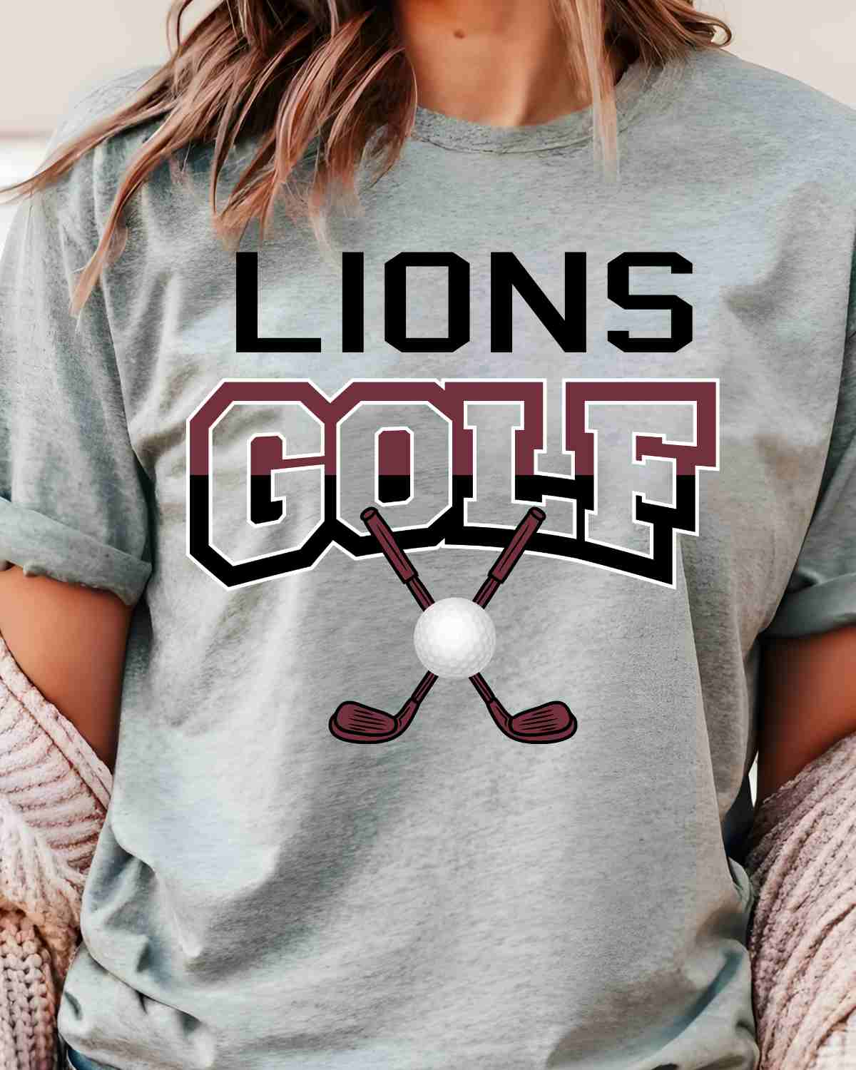 Lions Golf Crossed Clubs DTF Transfer