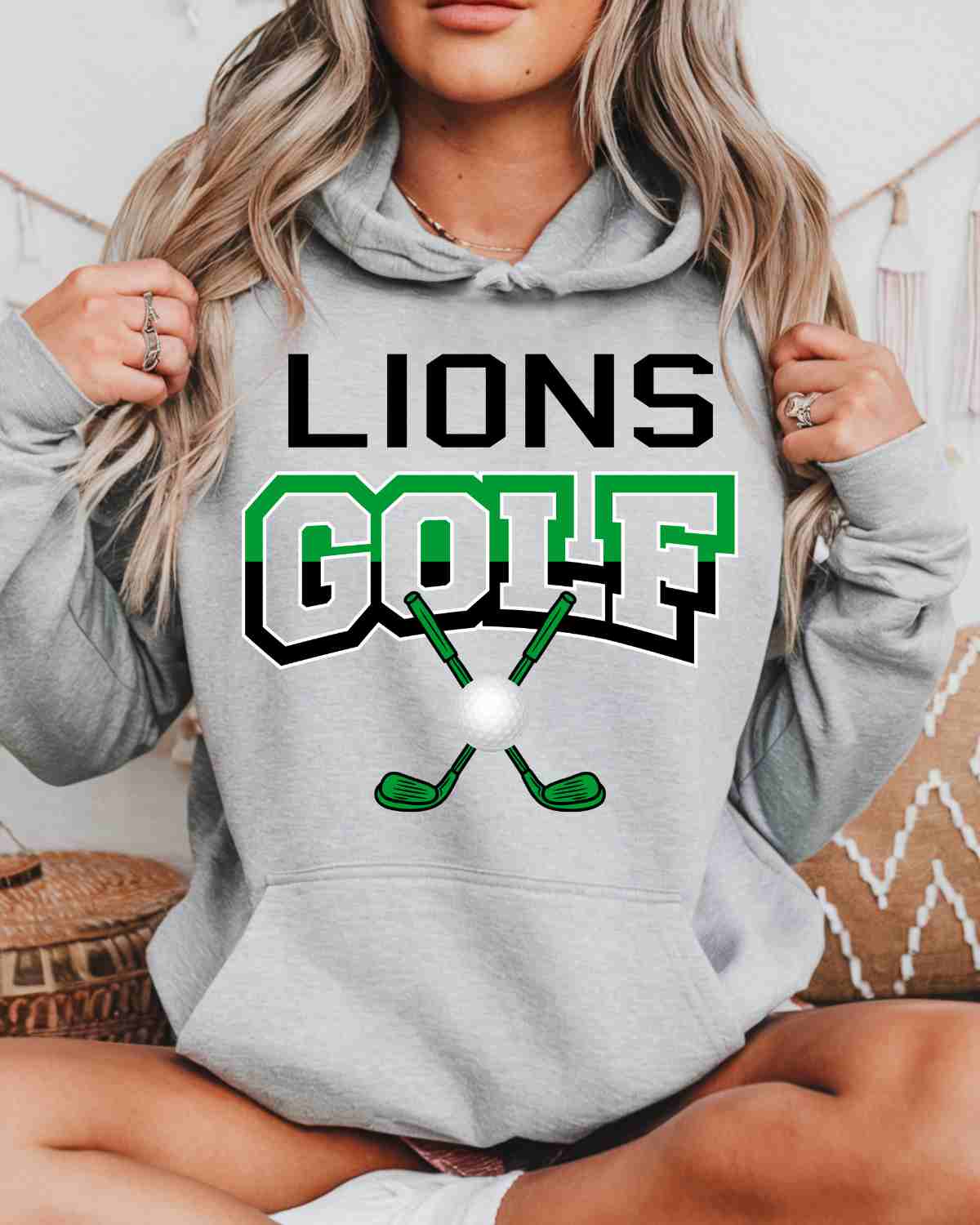 Lions Golf Crossed Clubs DTF Transfer