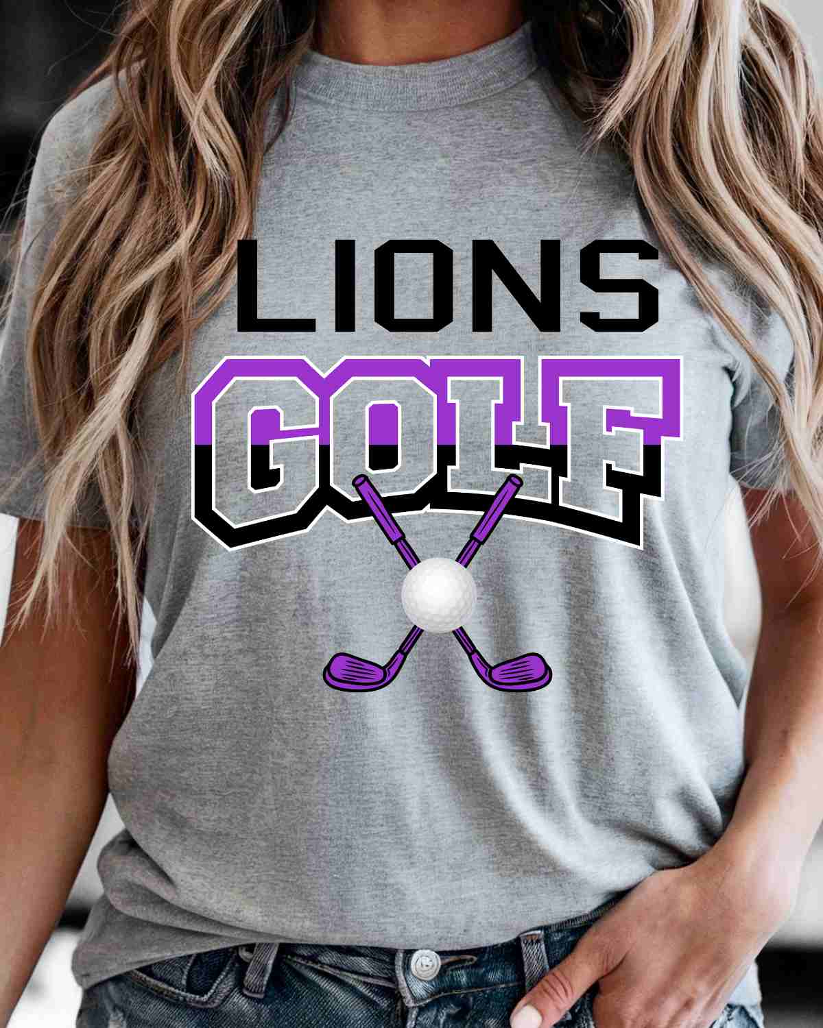 Lions Golf Crossed Clubs DTF Transfer