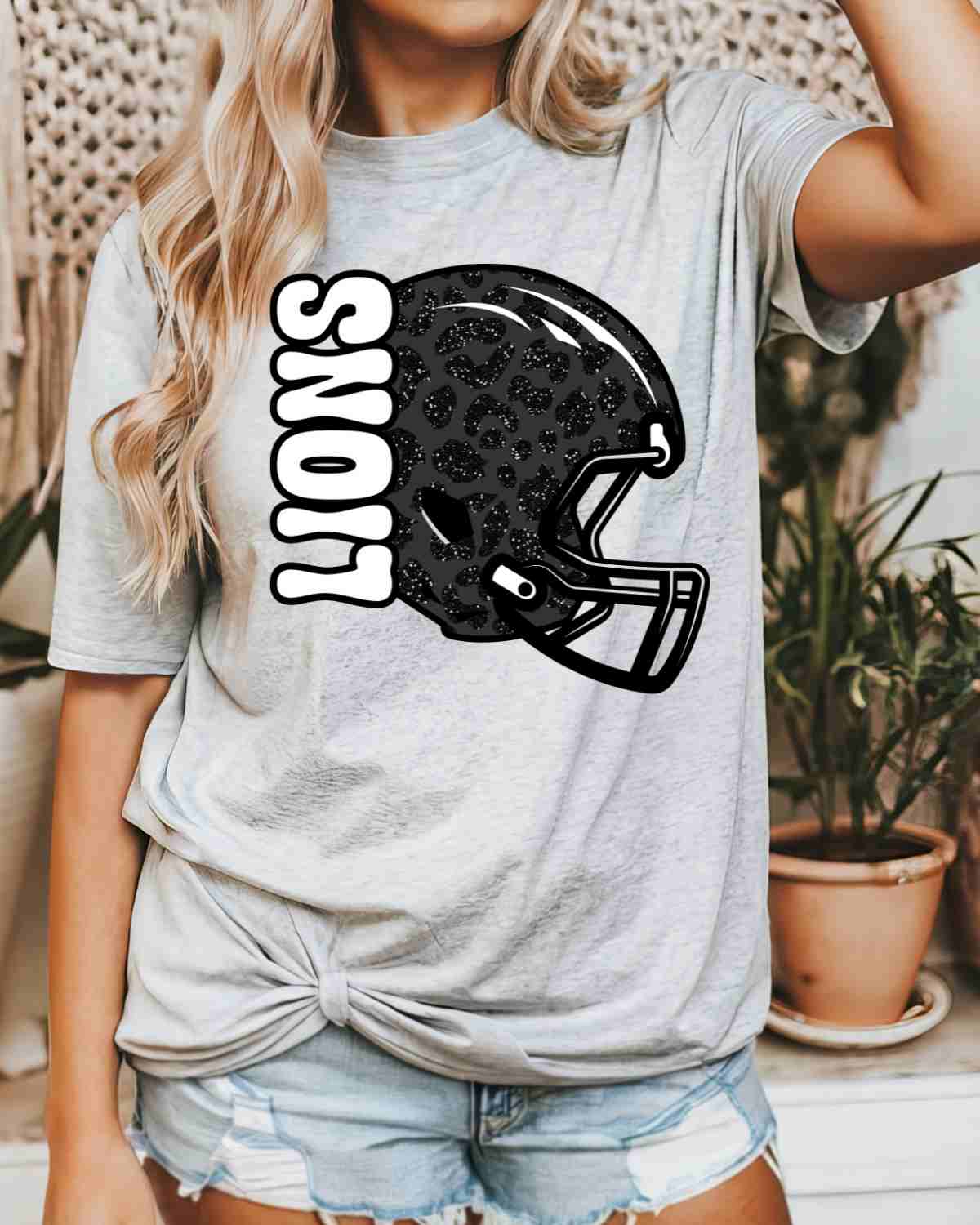 Lions Leopard Football Helmet DTF Transfer