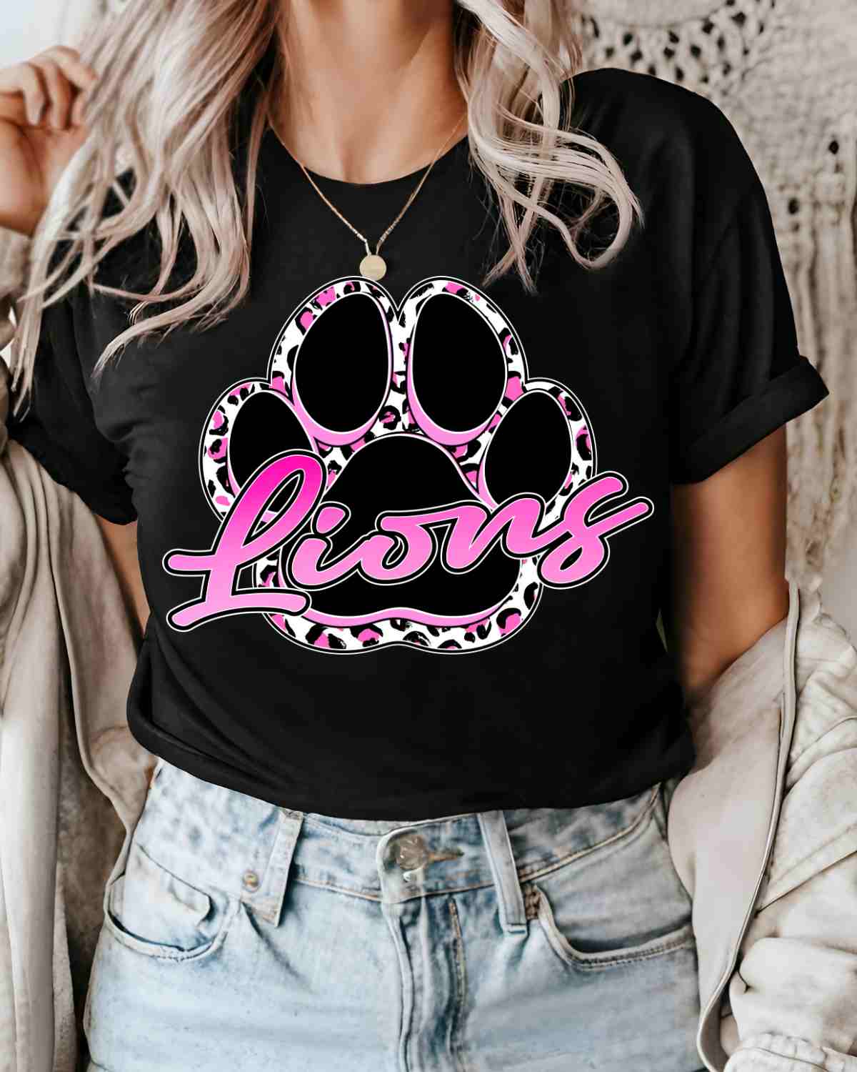 Lions Paw Print Pink DTF Transfer