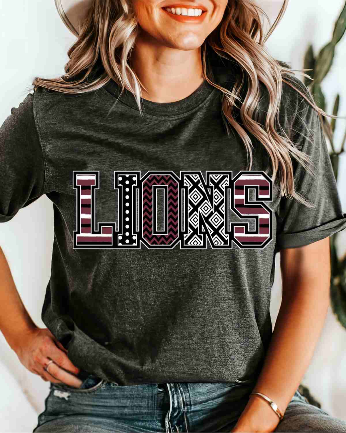 Lions Patterned Word DTF Transfer