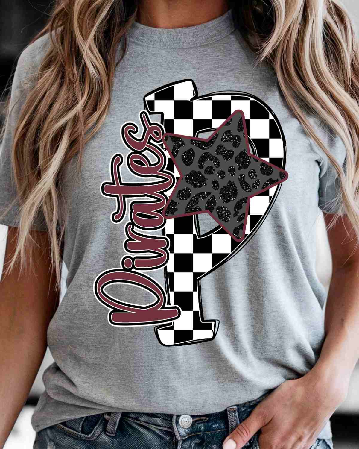 Pirates Letter Checkered Star DTF Transfer