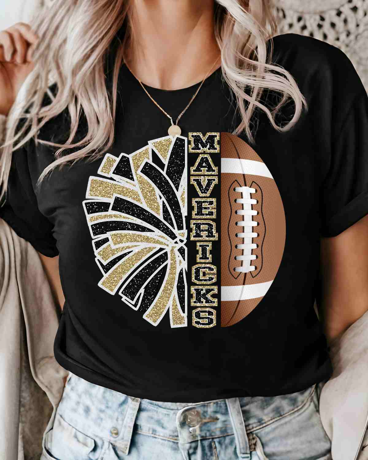 Mavericks Half Football Half Cheer DTF Transfer