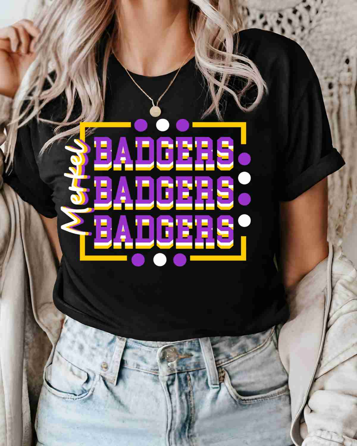 Merkel Badgers Rectangle with Dots DTF Transfer