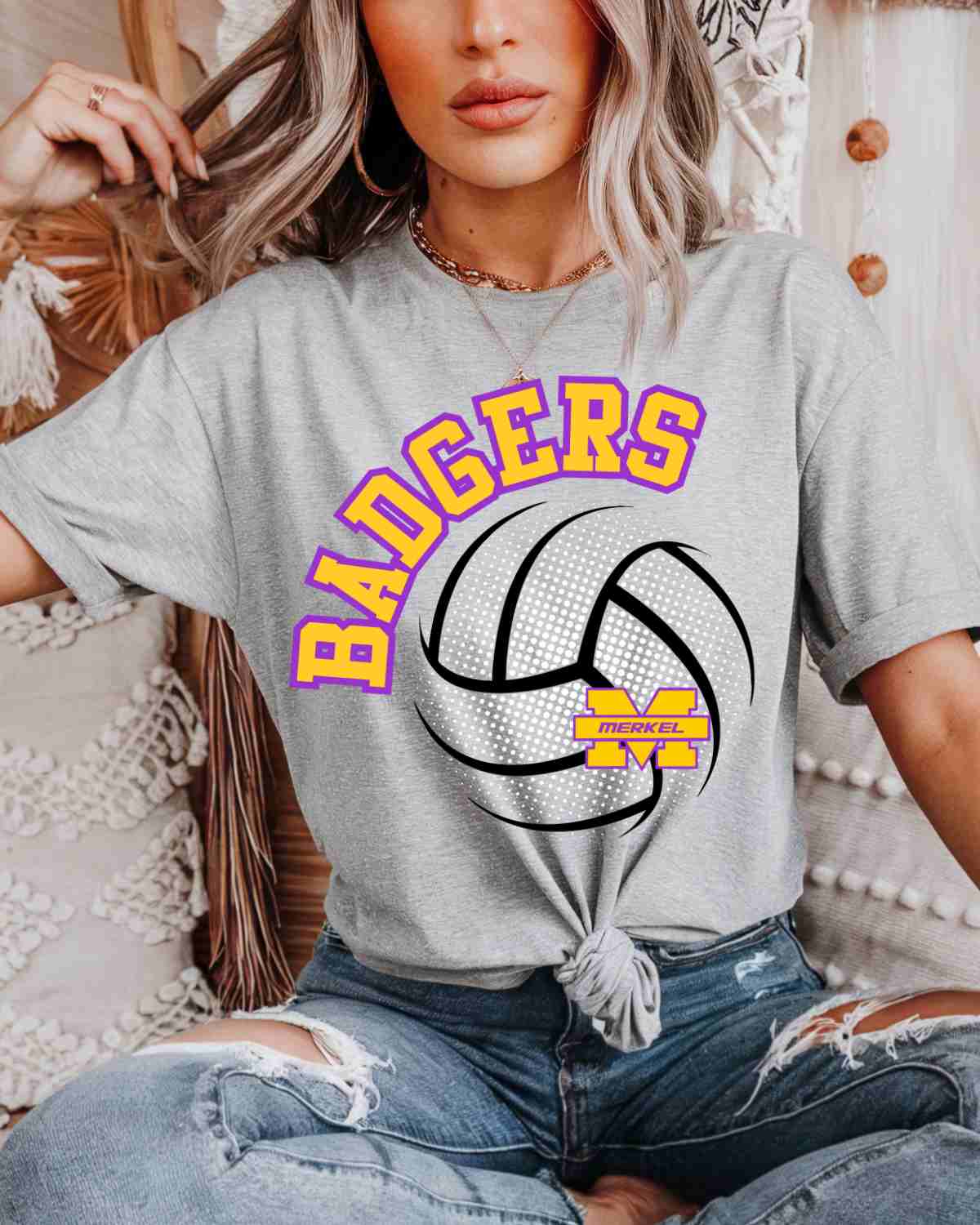 Merkel Badgers Volleyball Halftone DTF Transfer