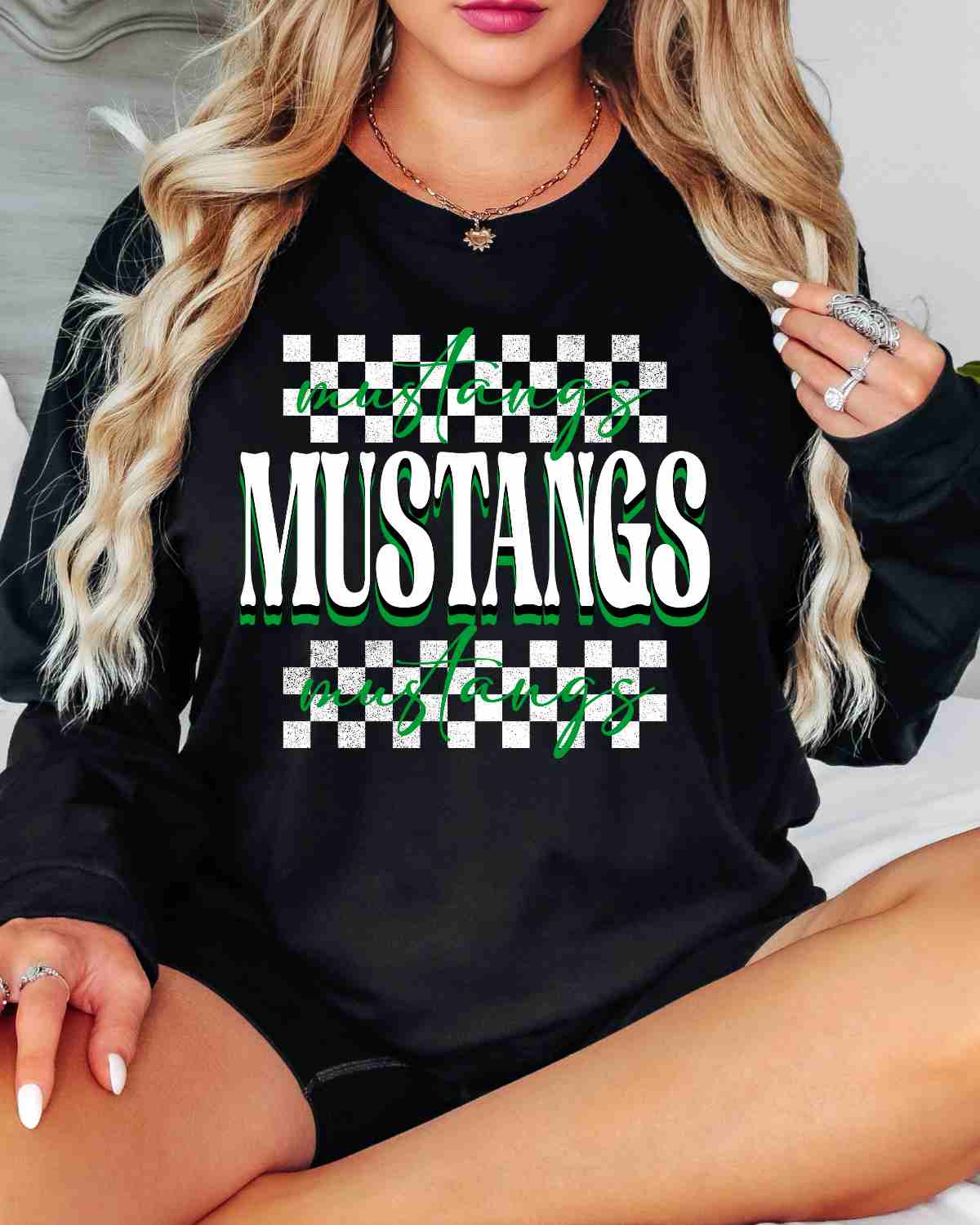 Mustangs Checkered DTF Transfer