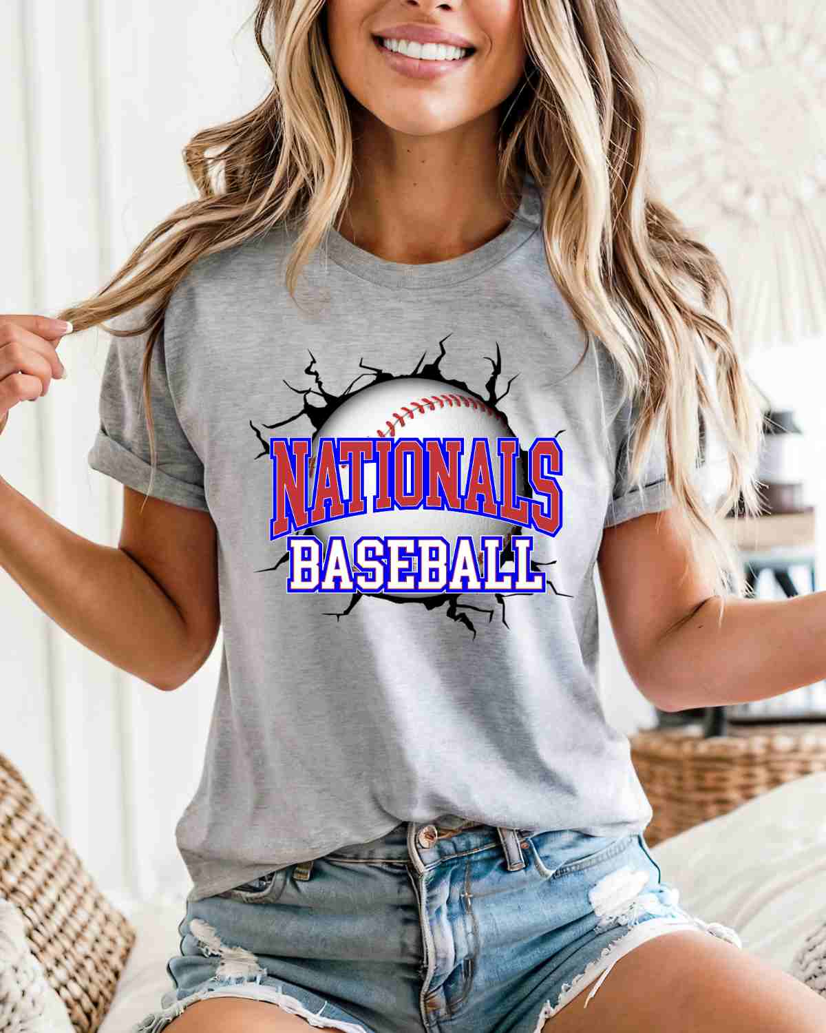 Nationals Baseball Break Through DTF Transfer - Rustic Grace Heat Transfer Company