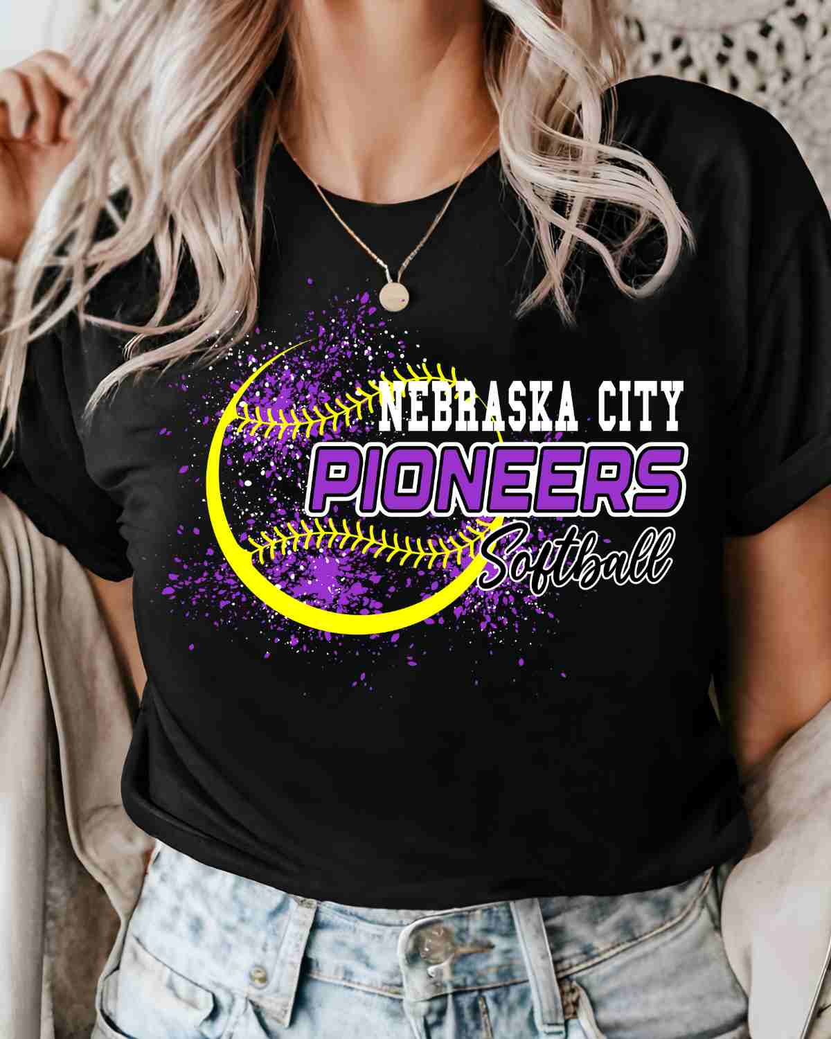 Nebraska City Pioneers Softball Splatter DTF Transfer