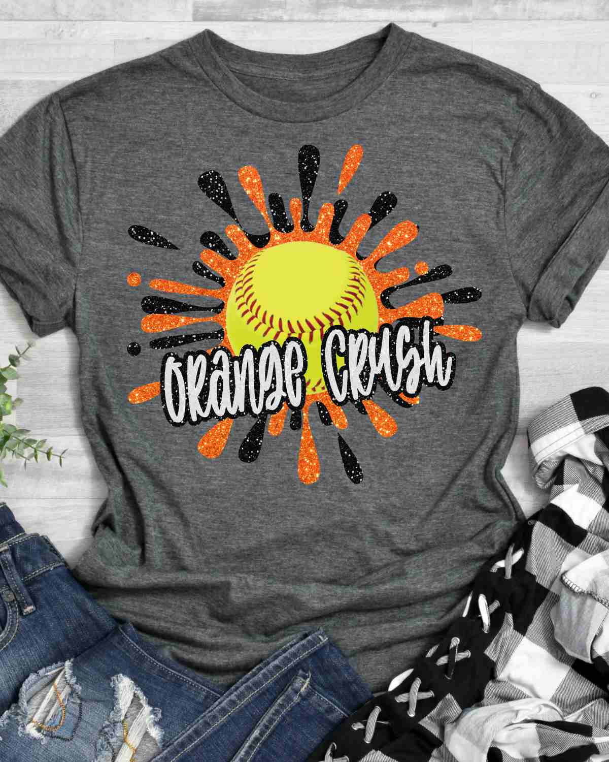 Orange Crush Softball Splatter DTF Transfer