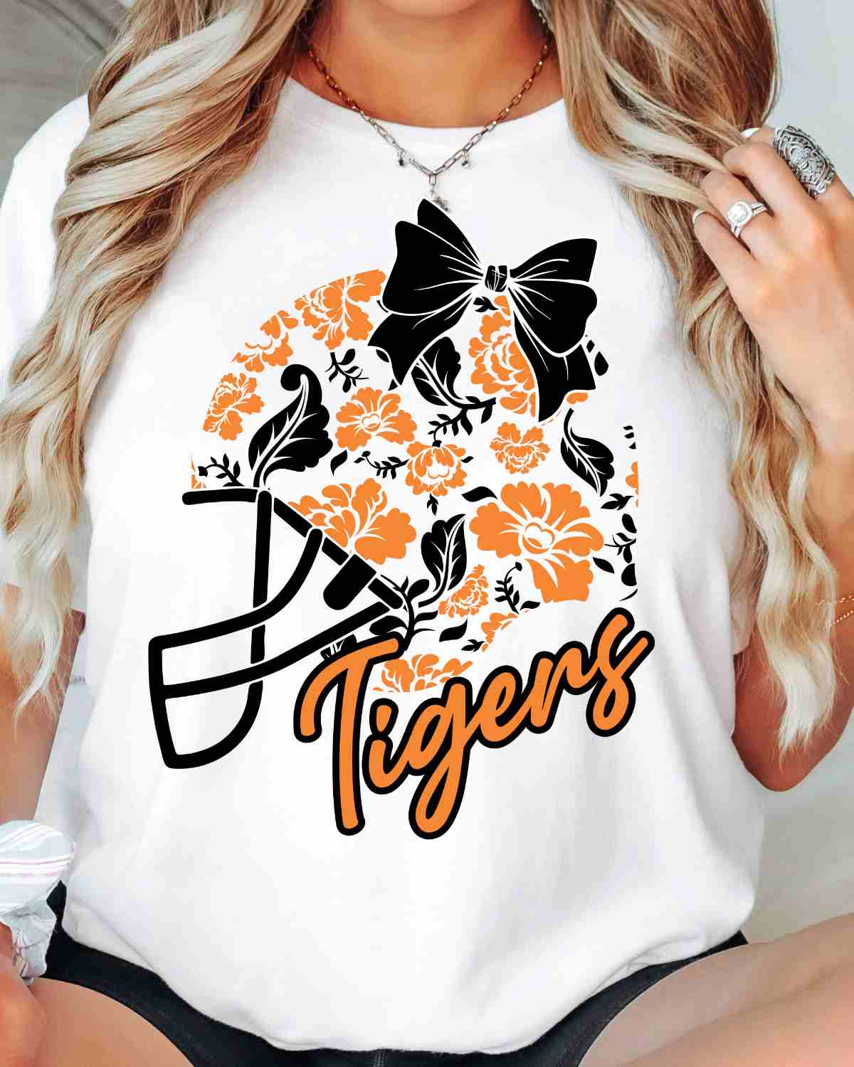 Tigers Floral Football Helmet DTF Transfer