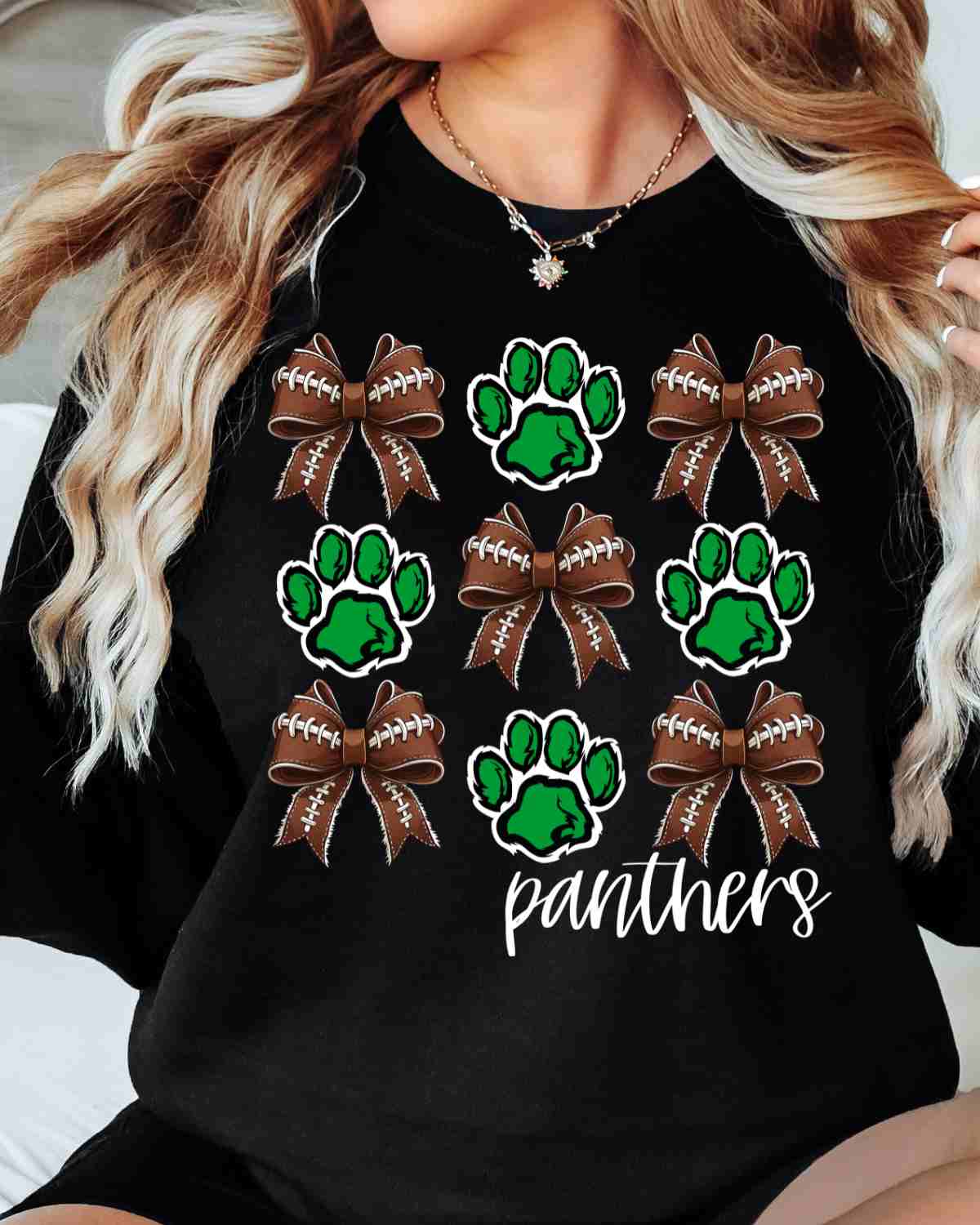 Panthers Football Coquette Bows DTF Transfer