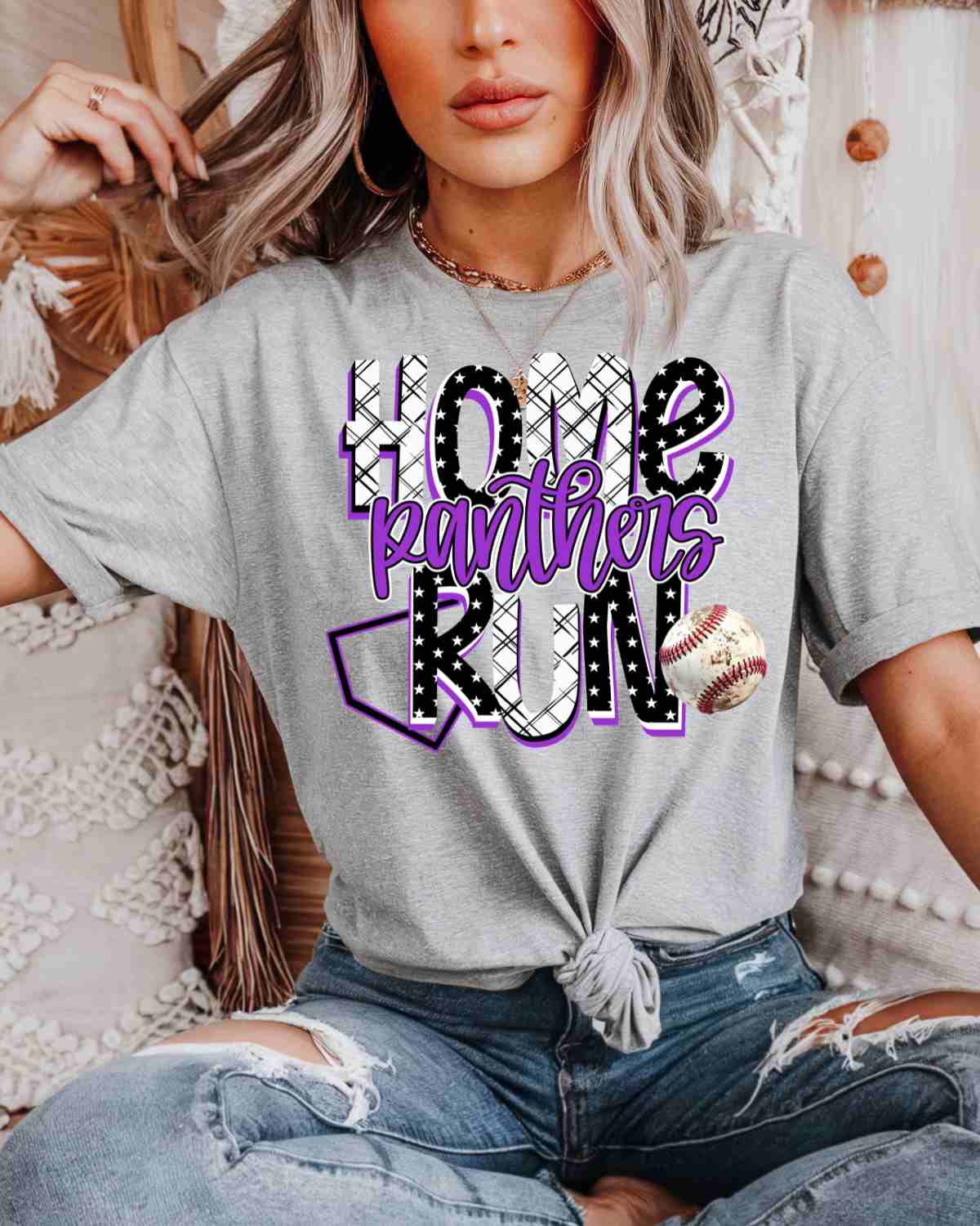 Home Run Panthers DTF Transfer - Rustic Grace Heat Transfer Company