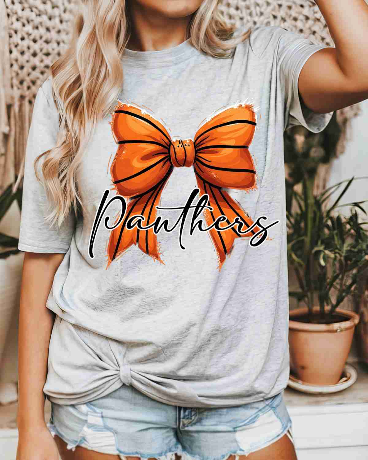 Panthers Basketball Coquette Bow DTF Transfer