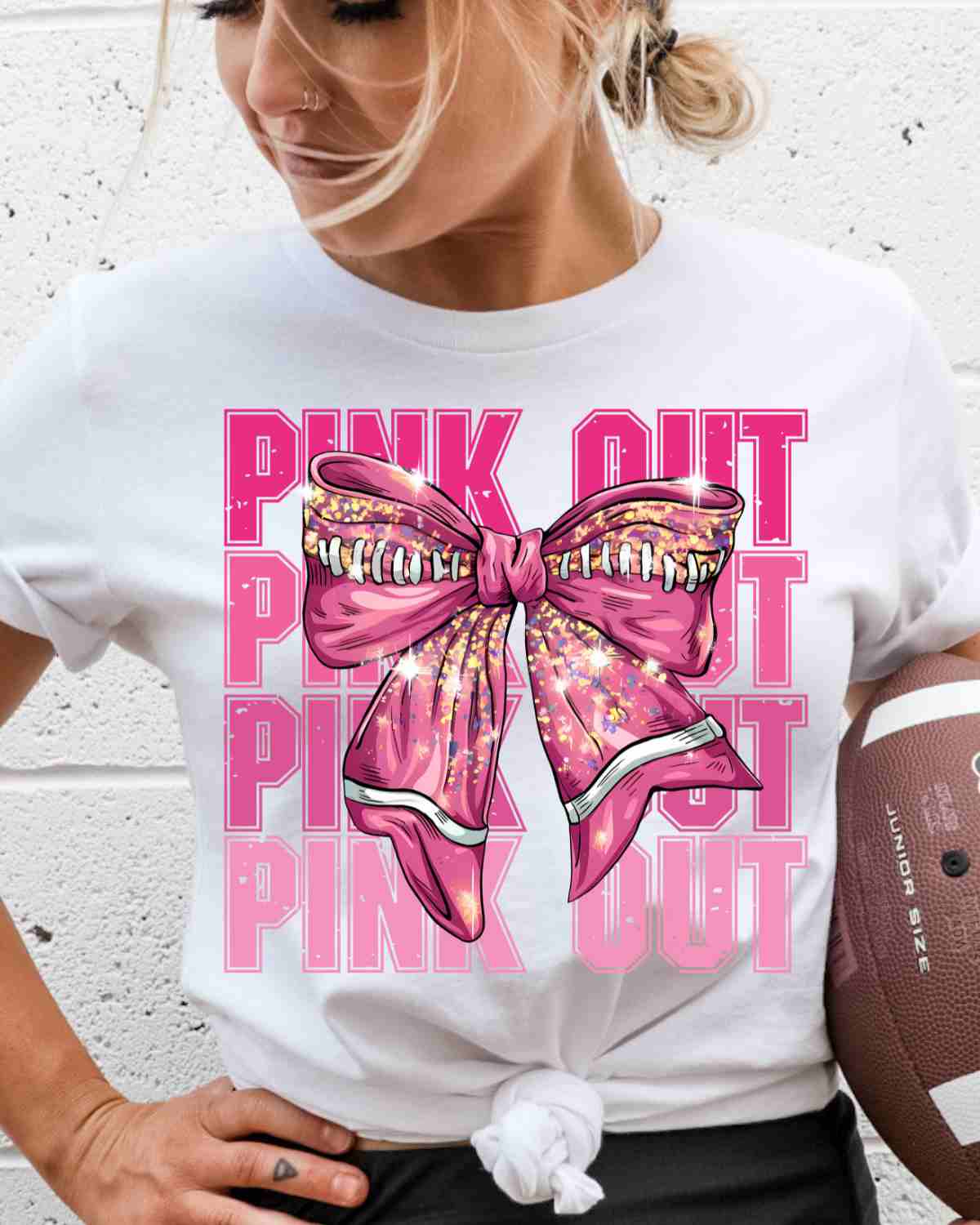 Pink Out Football Bow DTF Transfer
