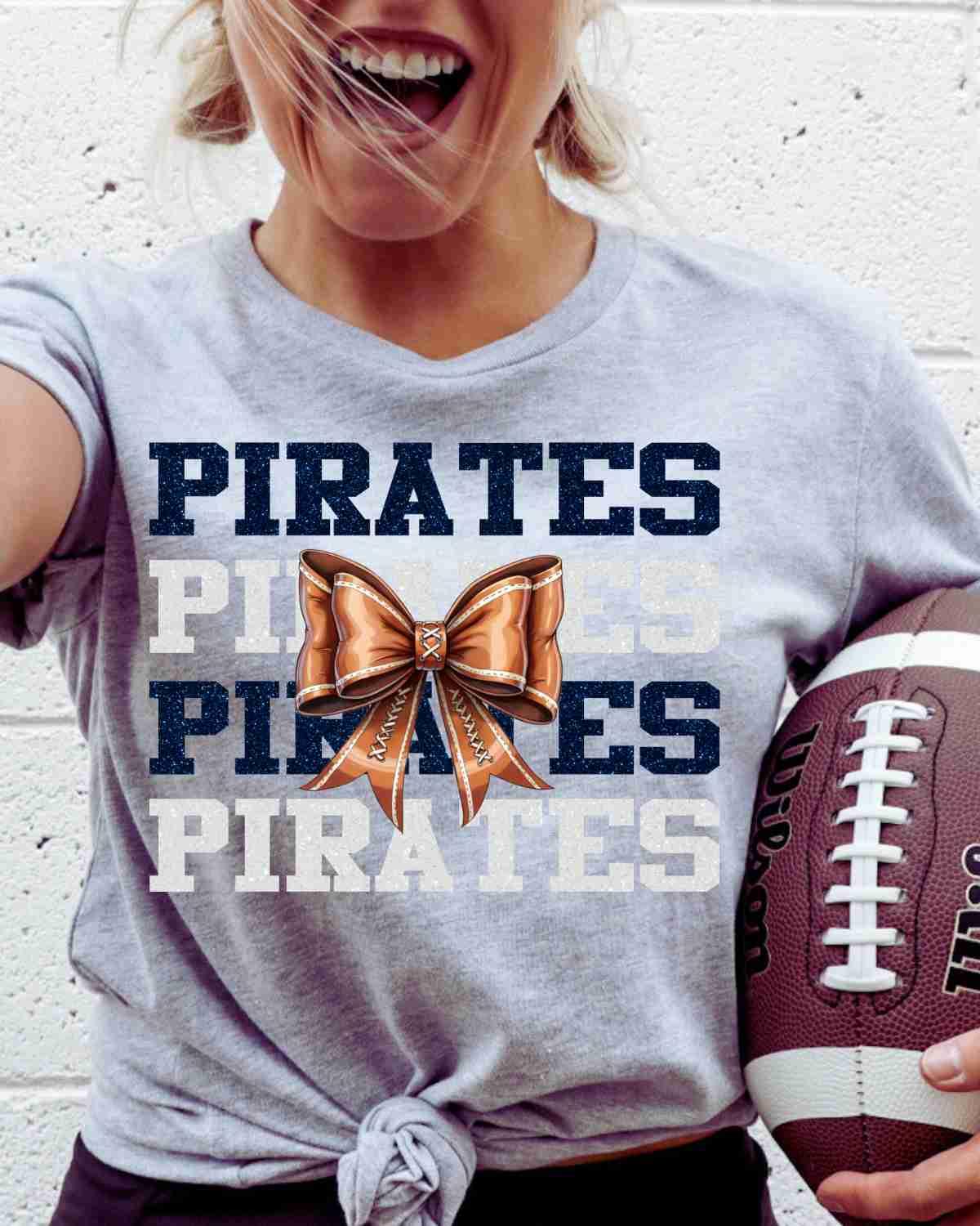 Pirates Football Repeat Bow DTF Transfer