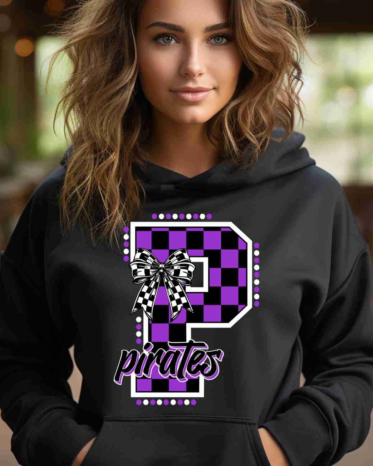 Pirates Checkered Letter Bow DTF Transfer
