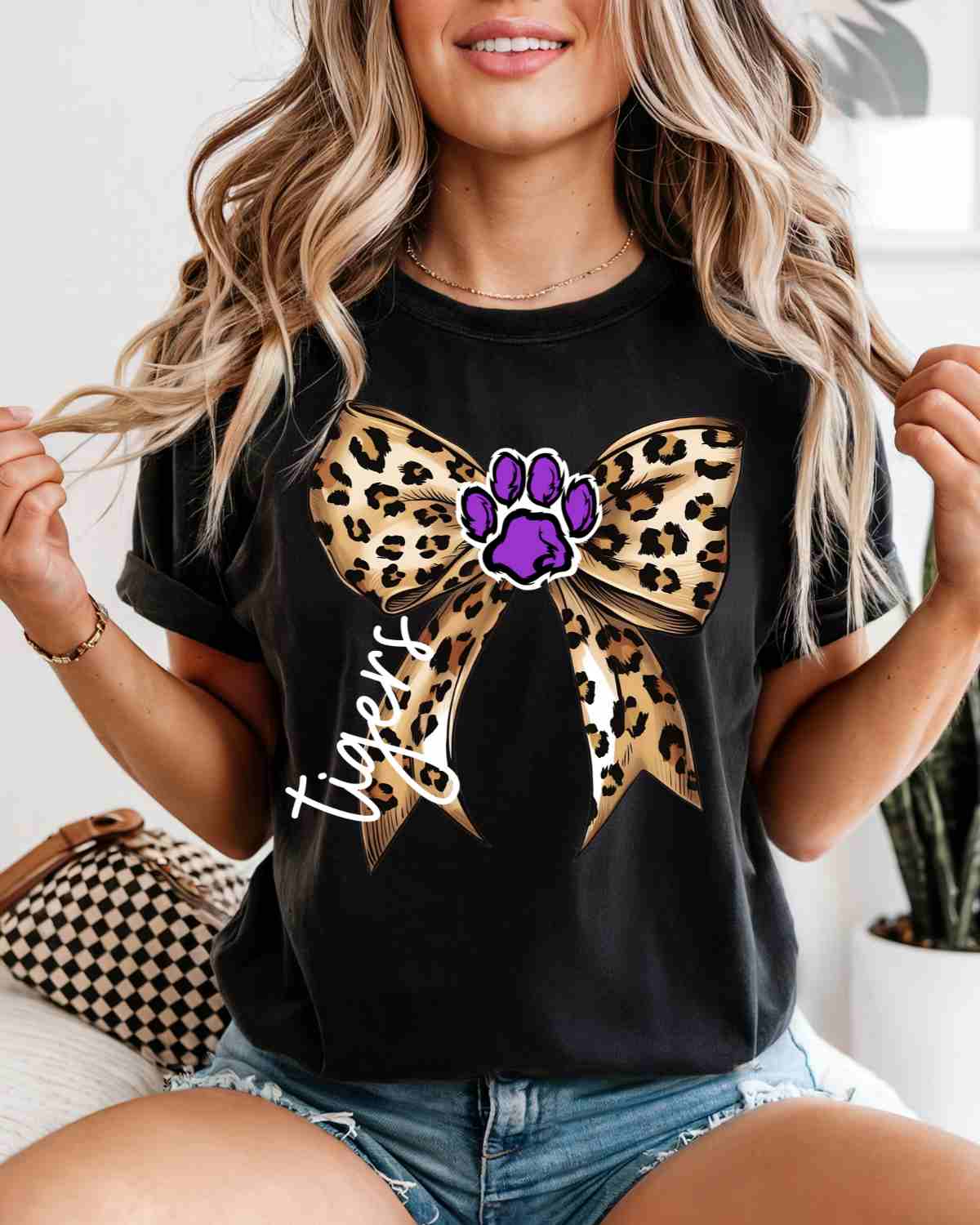 Tigers Leopard Print Bow Paw DTF Transfer