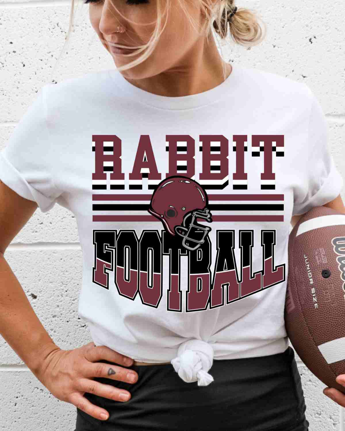 Rabbit Football Helmet in Middle DTF Transfer