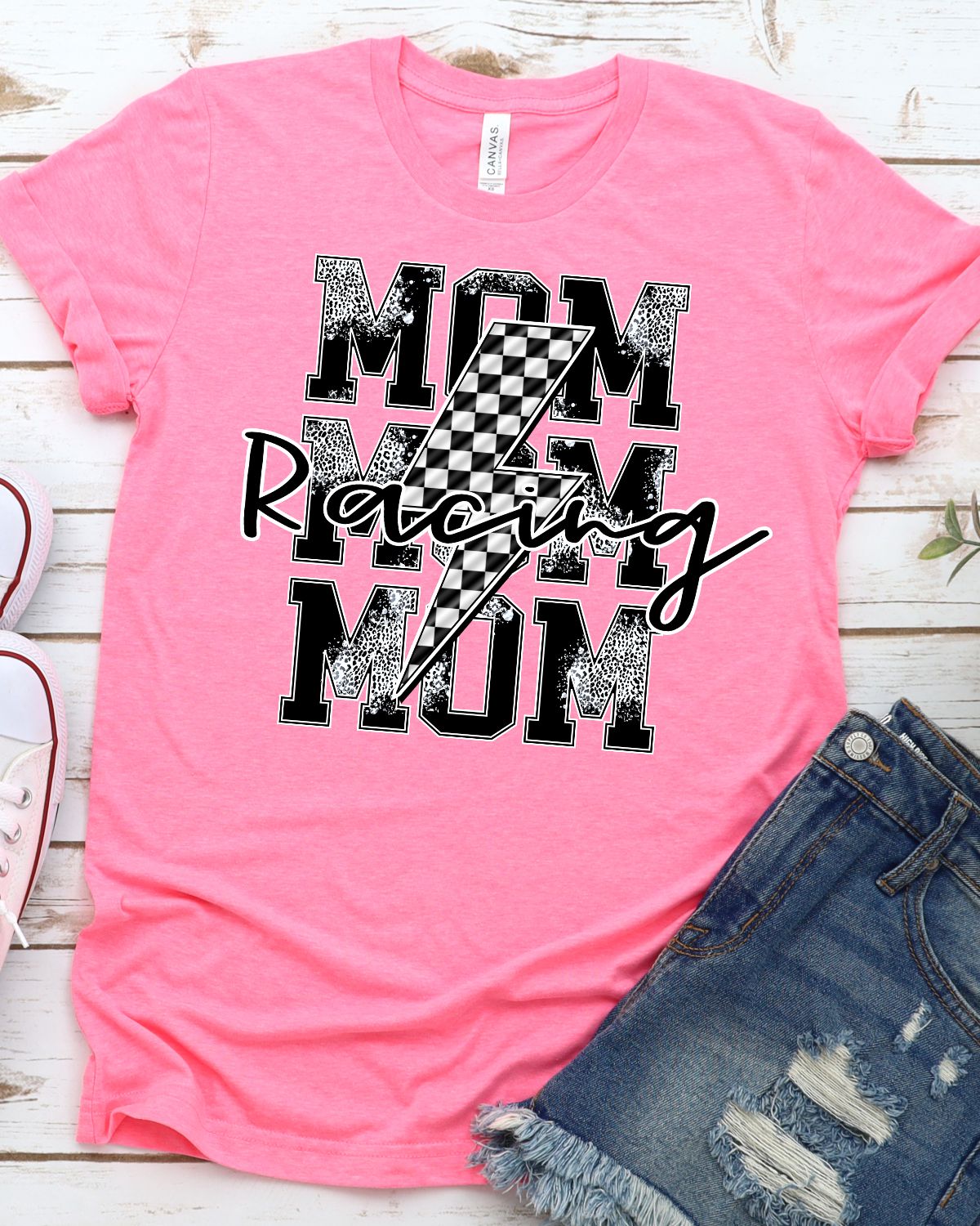 Racing Mom Lightning Bolt DTF Transfer