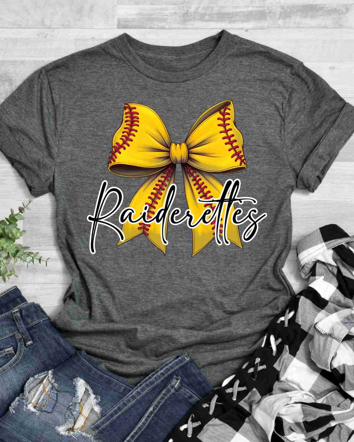 Raiderettes Softball Coquette Bow DTF Transfer - Rustic Grace Heat Transfer Company