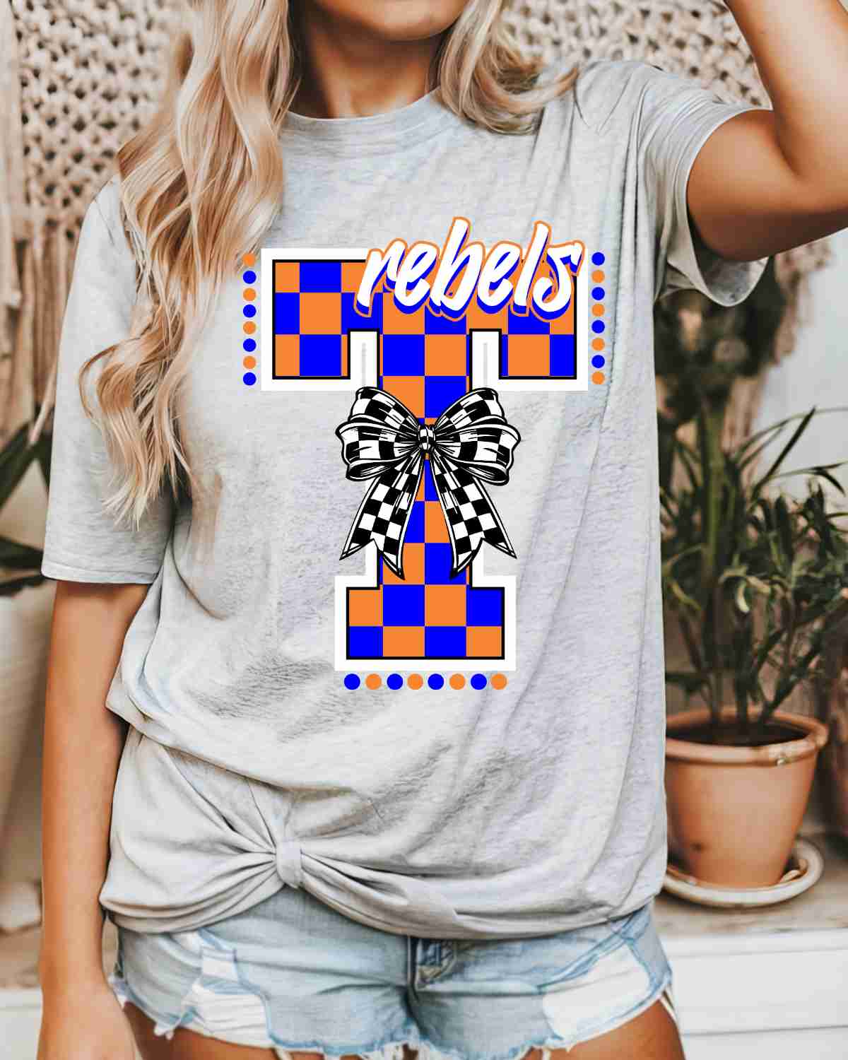 Tolsia Rebels Checkered Letter Bow DTF Transfer