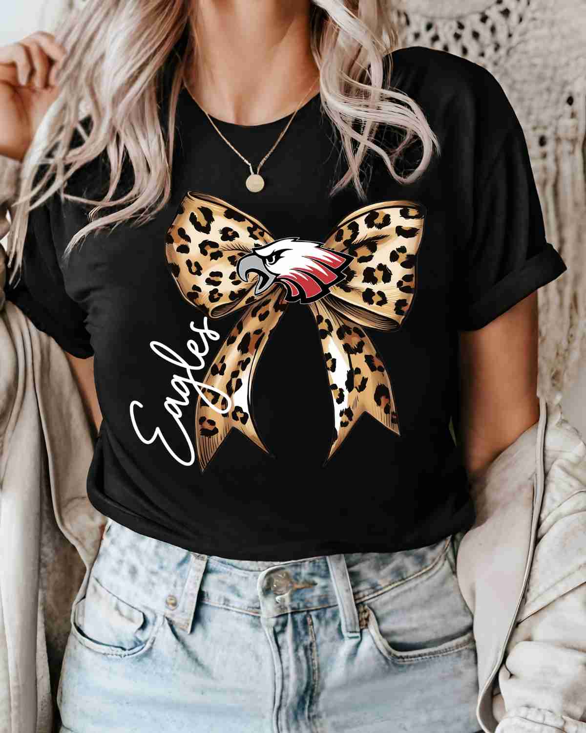 Eagles Leopard Bow DTF Transfer