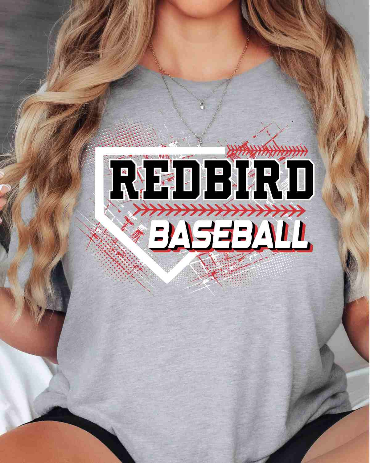 Redbird Baseball Home Plate Grunge DTF Transfer