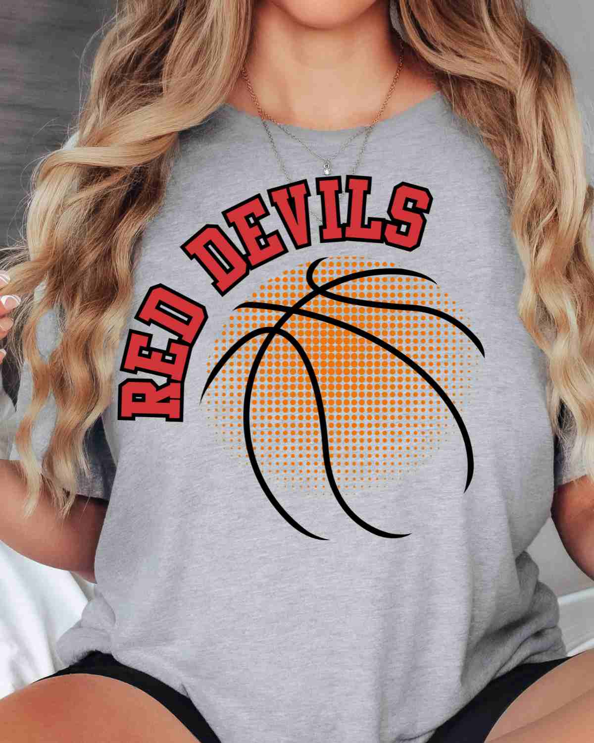 Red Devils Basketball Halftone DTF Transfer