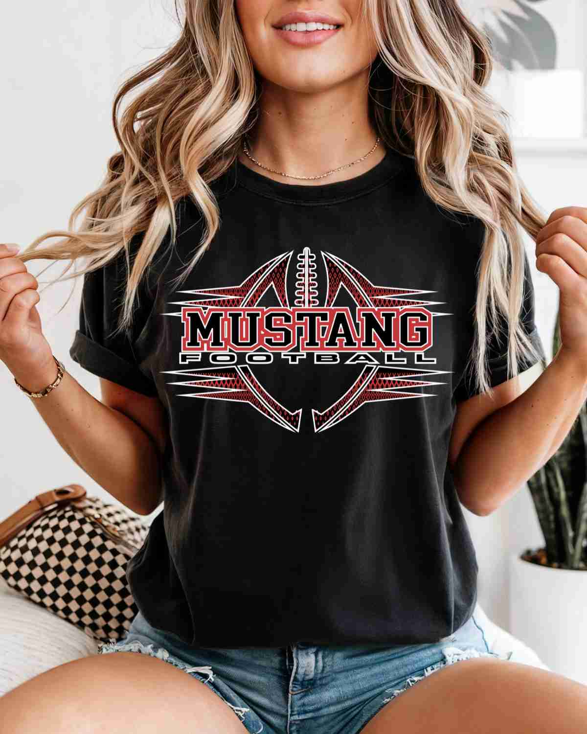 Mustang Football Halftone DTF Transfer