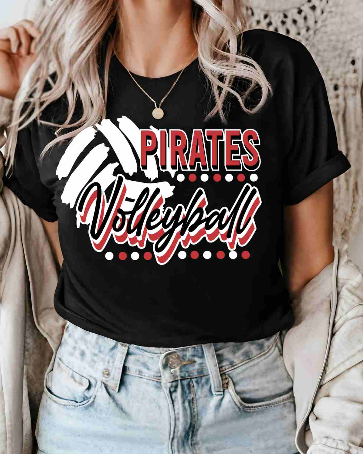 Pirates Volleyball with Dots DTF Transfer