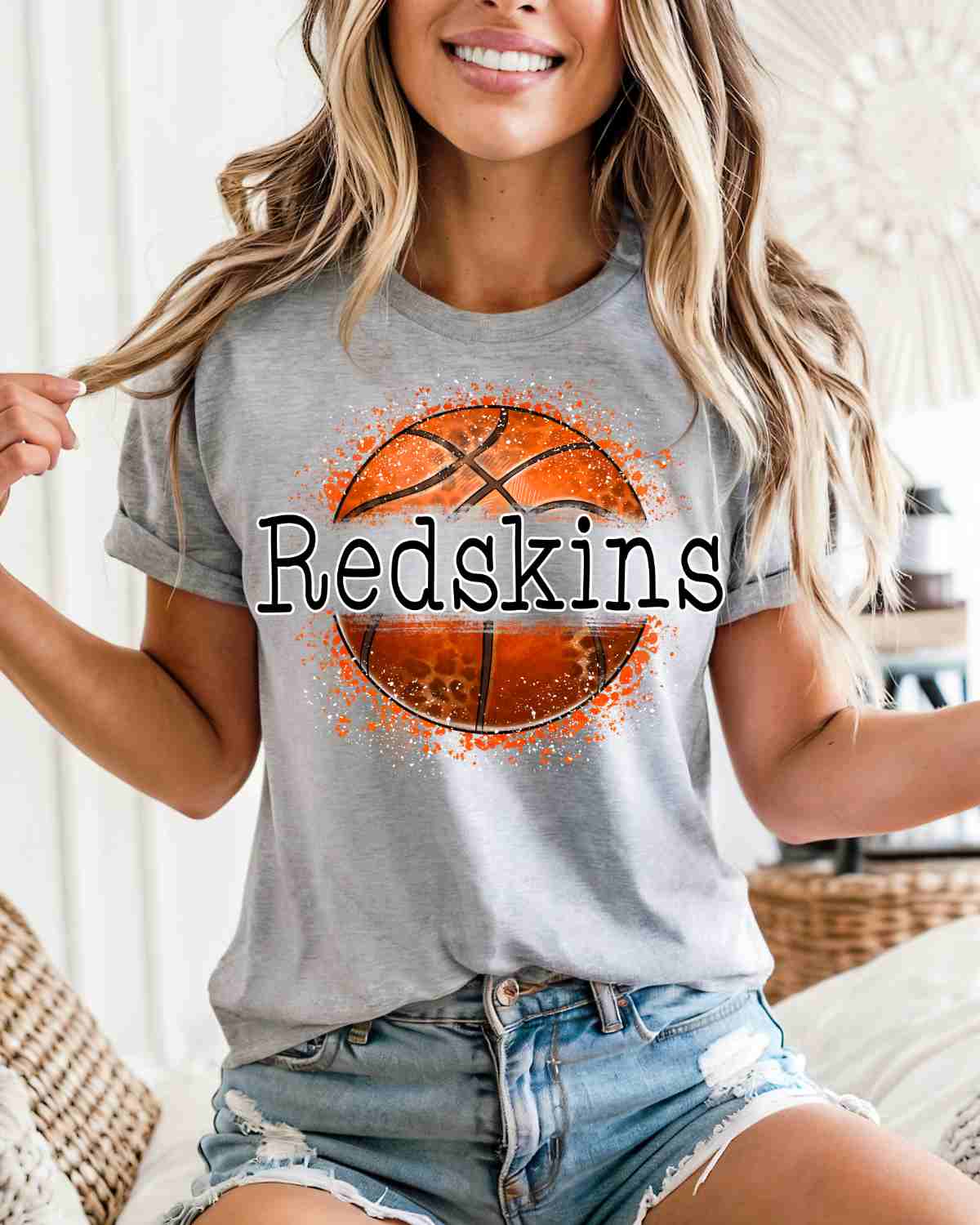 Redskin Basketball Leopard Splatter DTF Transfer