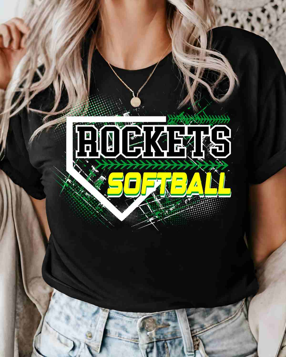 Rockets Softball Home Plate Grunge DTF Transfer