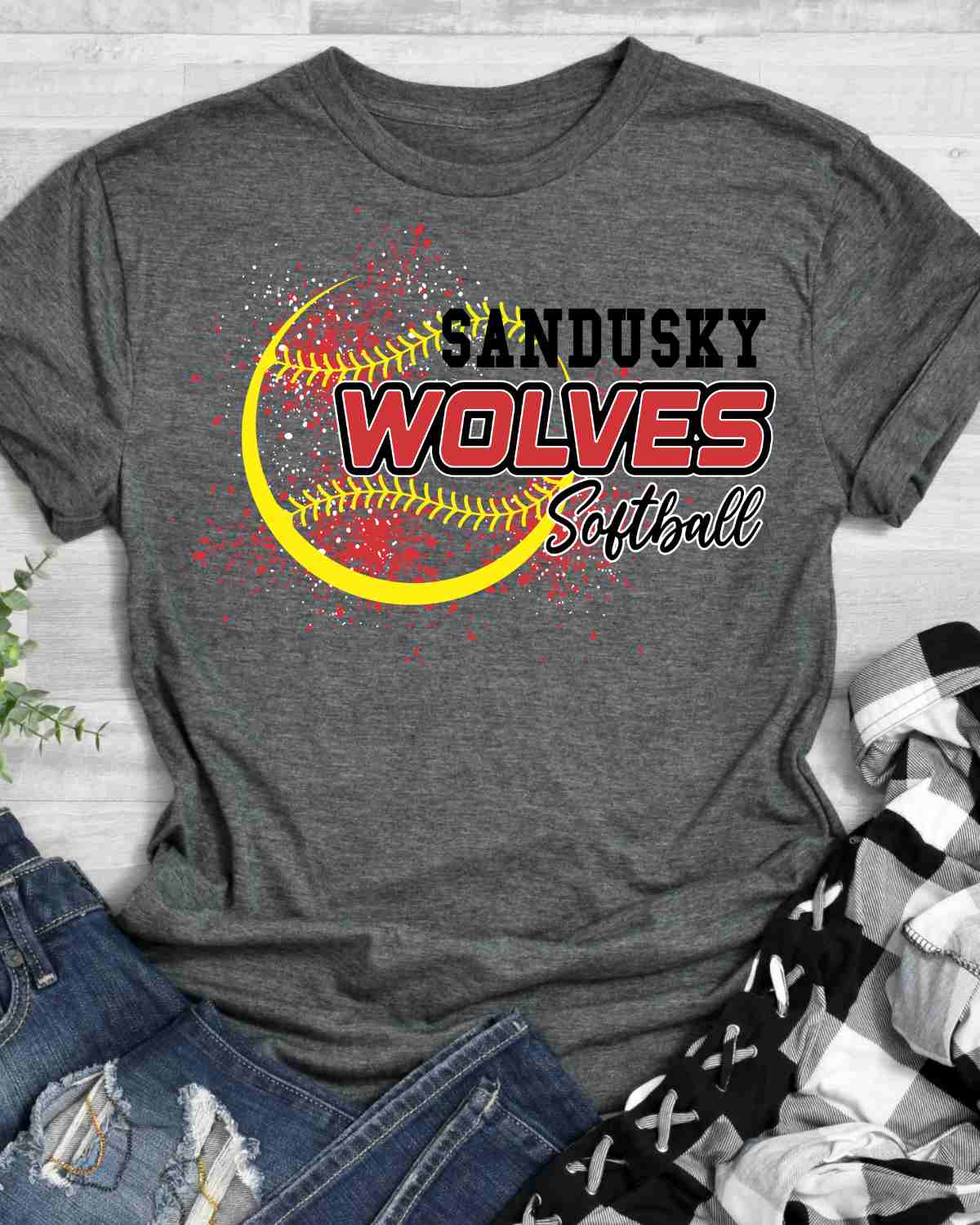 Sandusky Wolves Softball Splatter DTF Transfer