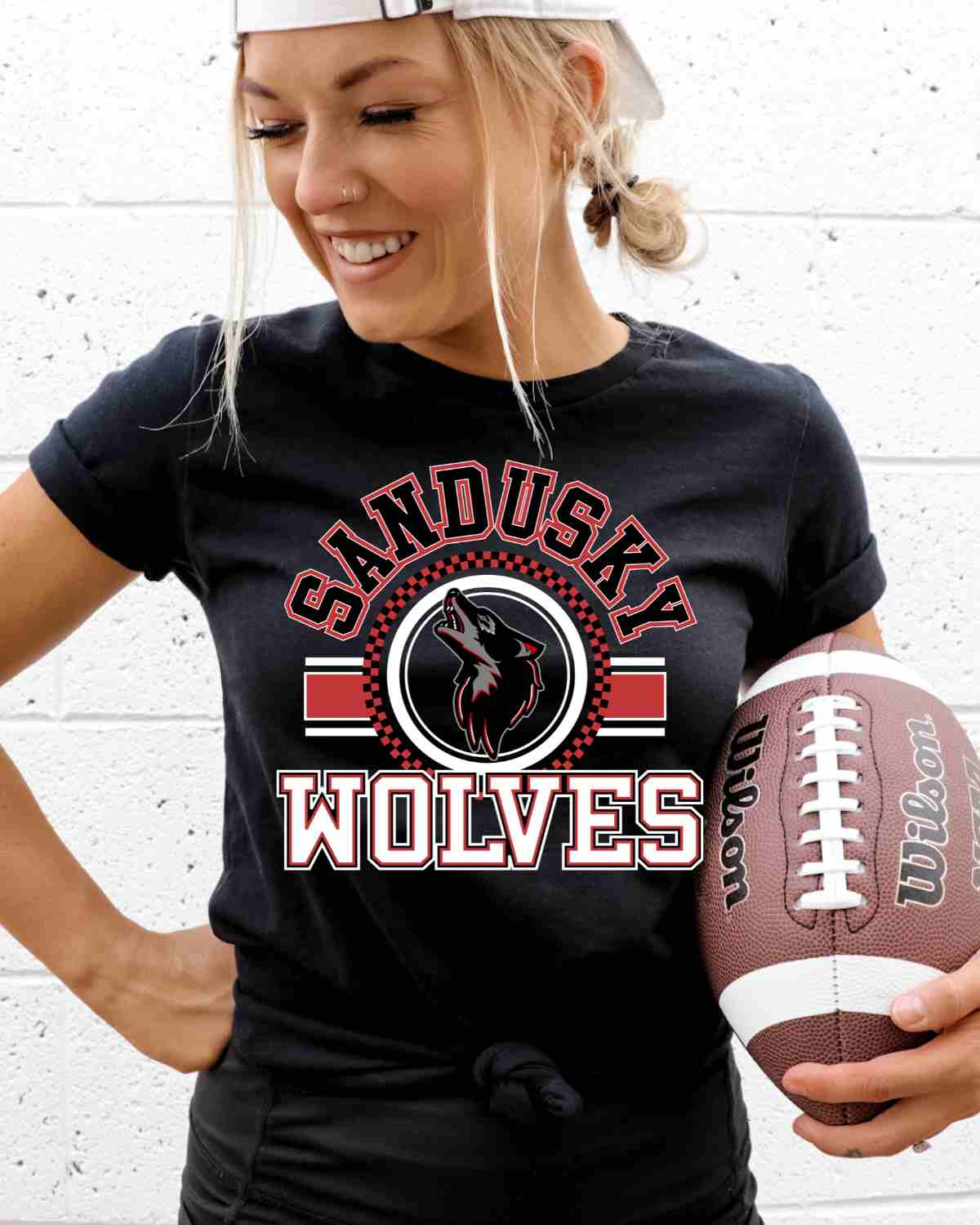 Sandusky Wolves Checkered Circle Logo DTF Transfer