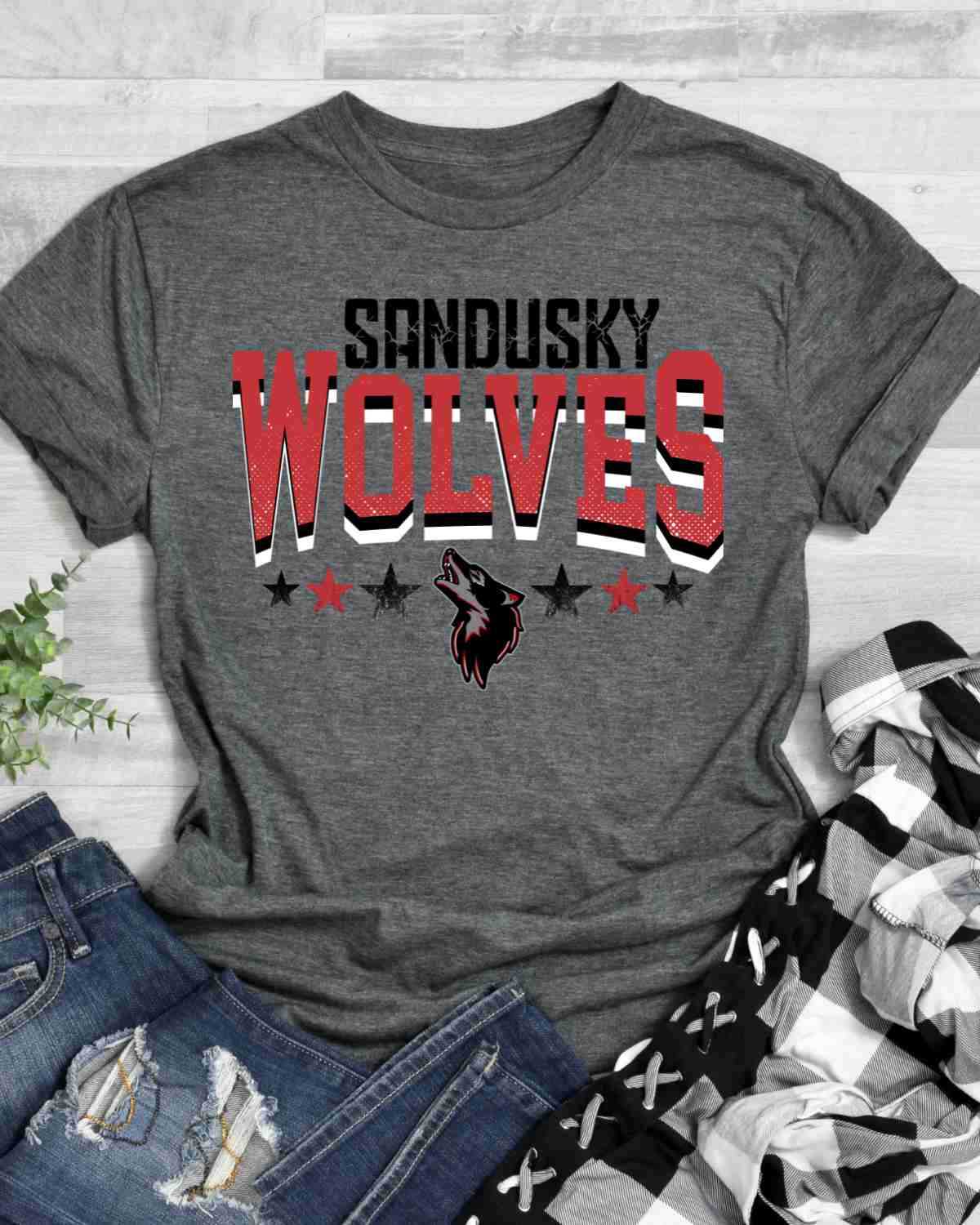 Sandusky Wolves Logo Stars DTF Transfer
