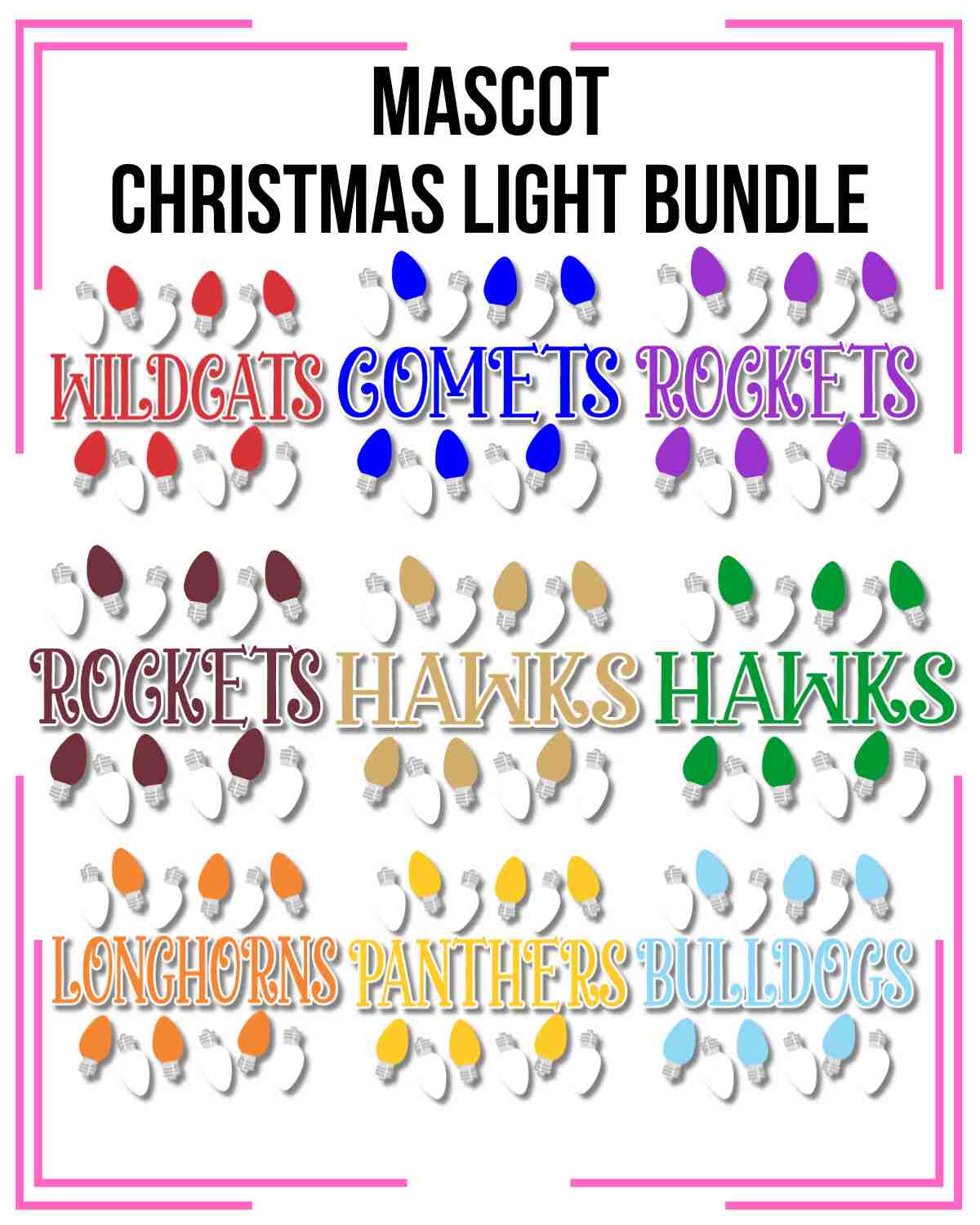 Mascot Christmas Lights DTF Gang Sheet